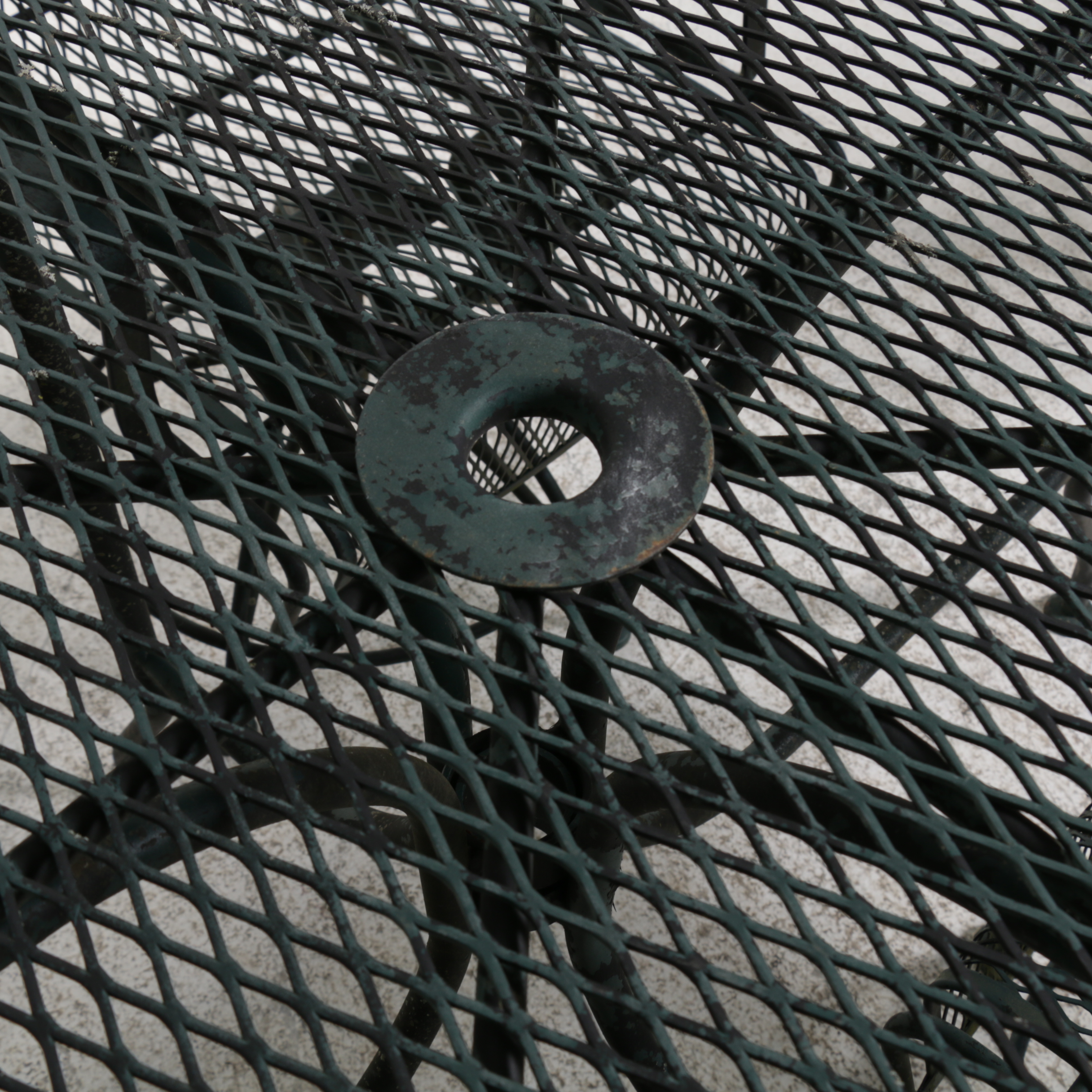 Metal Mesh Patio Dining Table and Six Swivel Chairs, Late 20th Century