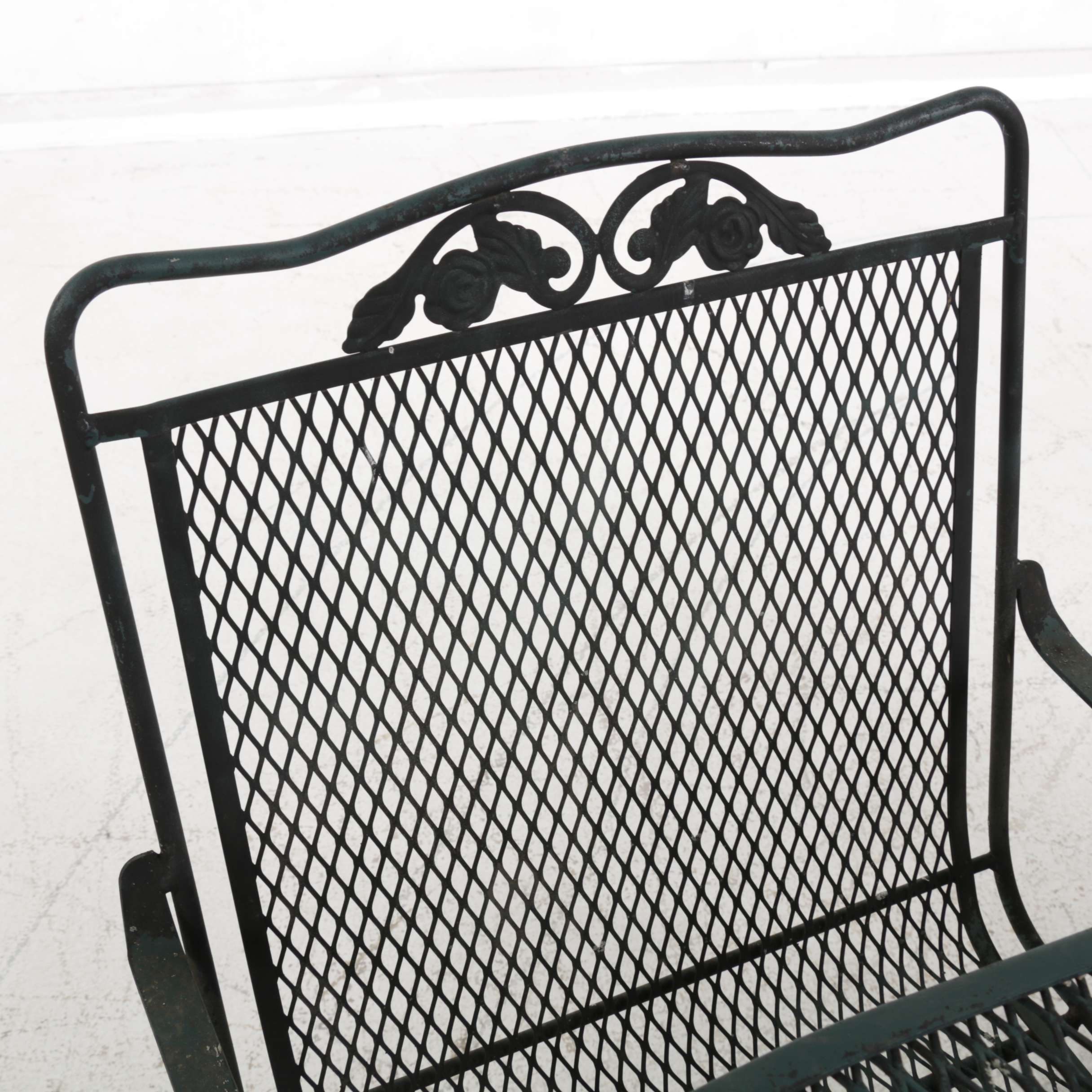 Metal Mesh Patio Dining Table and Six Swivel Chairs, Late 20th Century