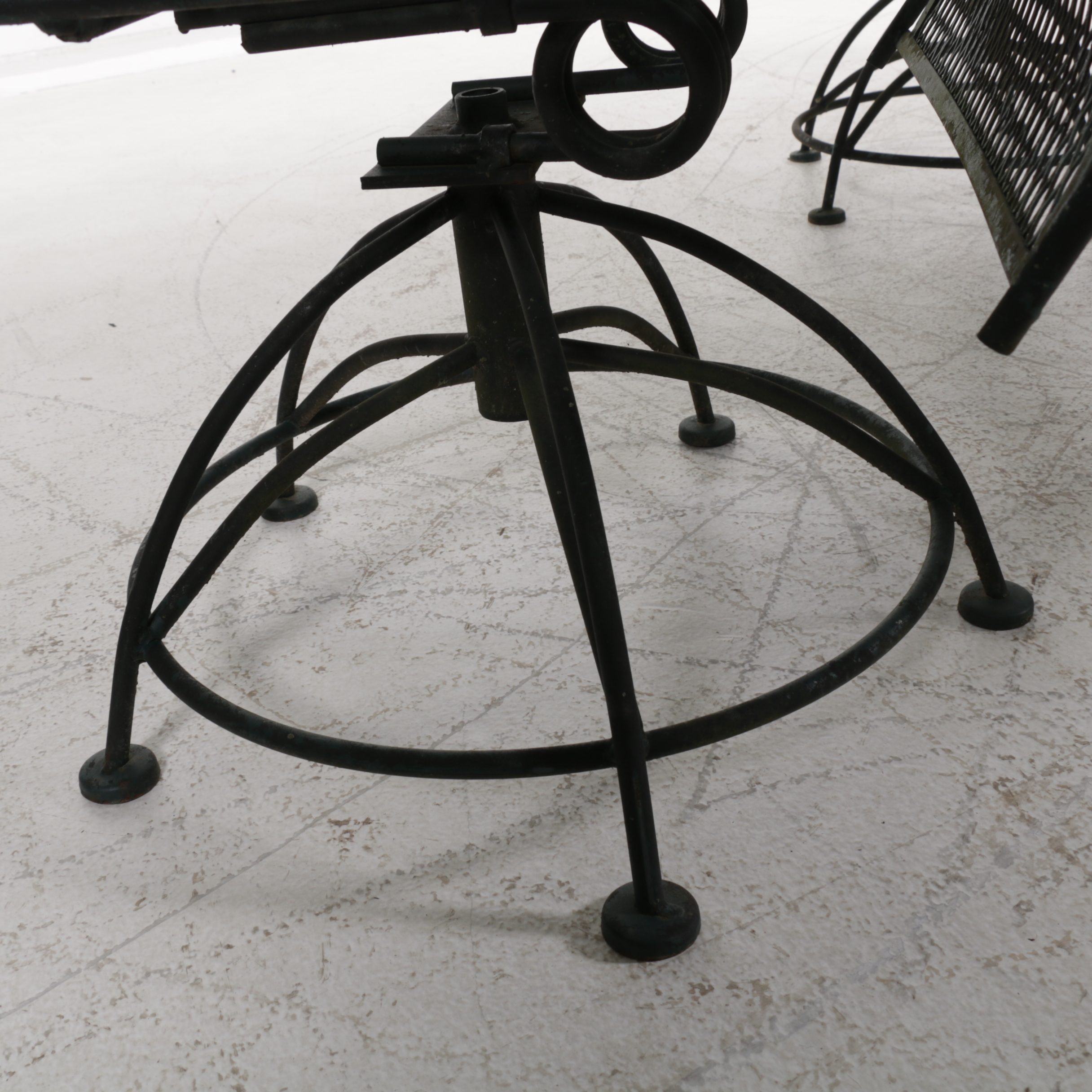 Metal Mesh Patio Dining Table and Six Swivel Chairs, Late 20th Century