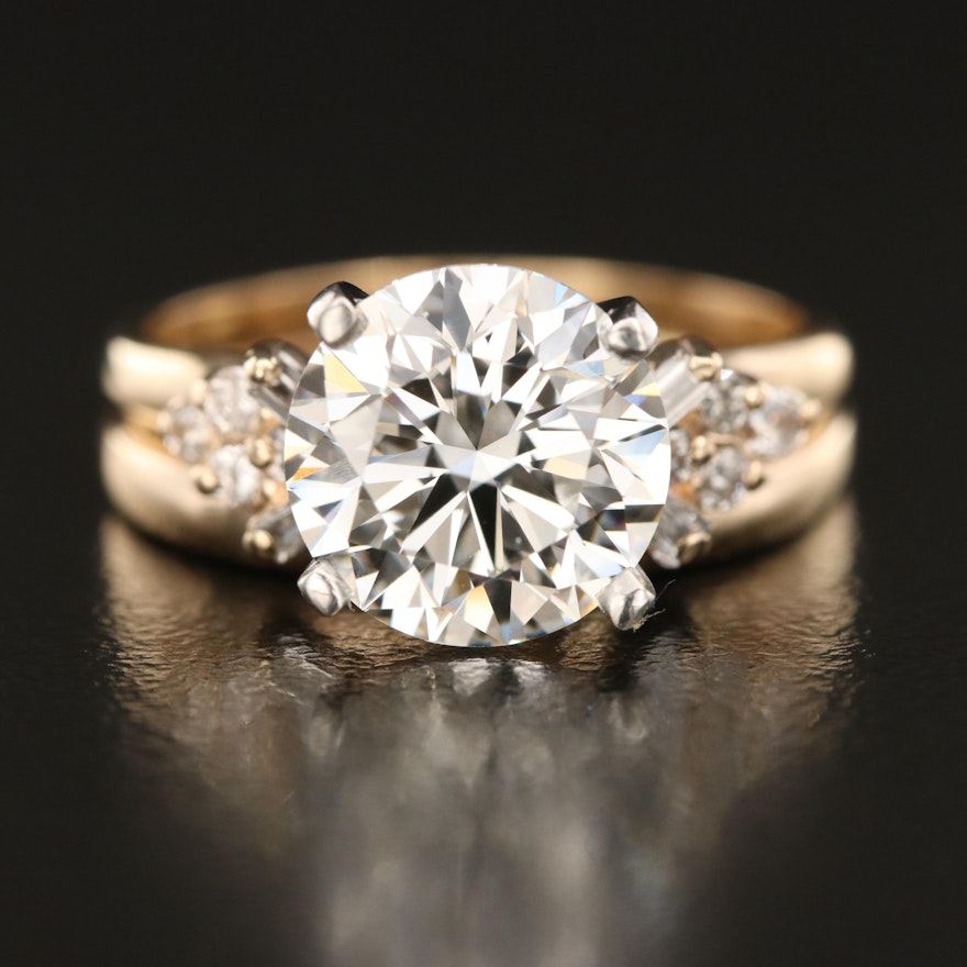 14K 3.37 CTW Lab Grown Diamond Ring with Platinum Accent with IGI Report