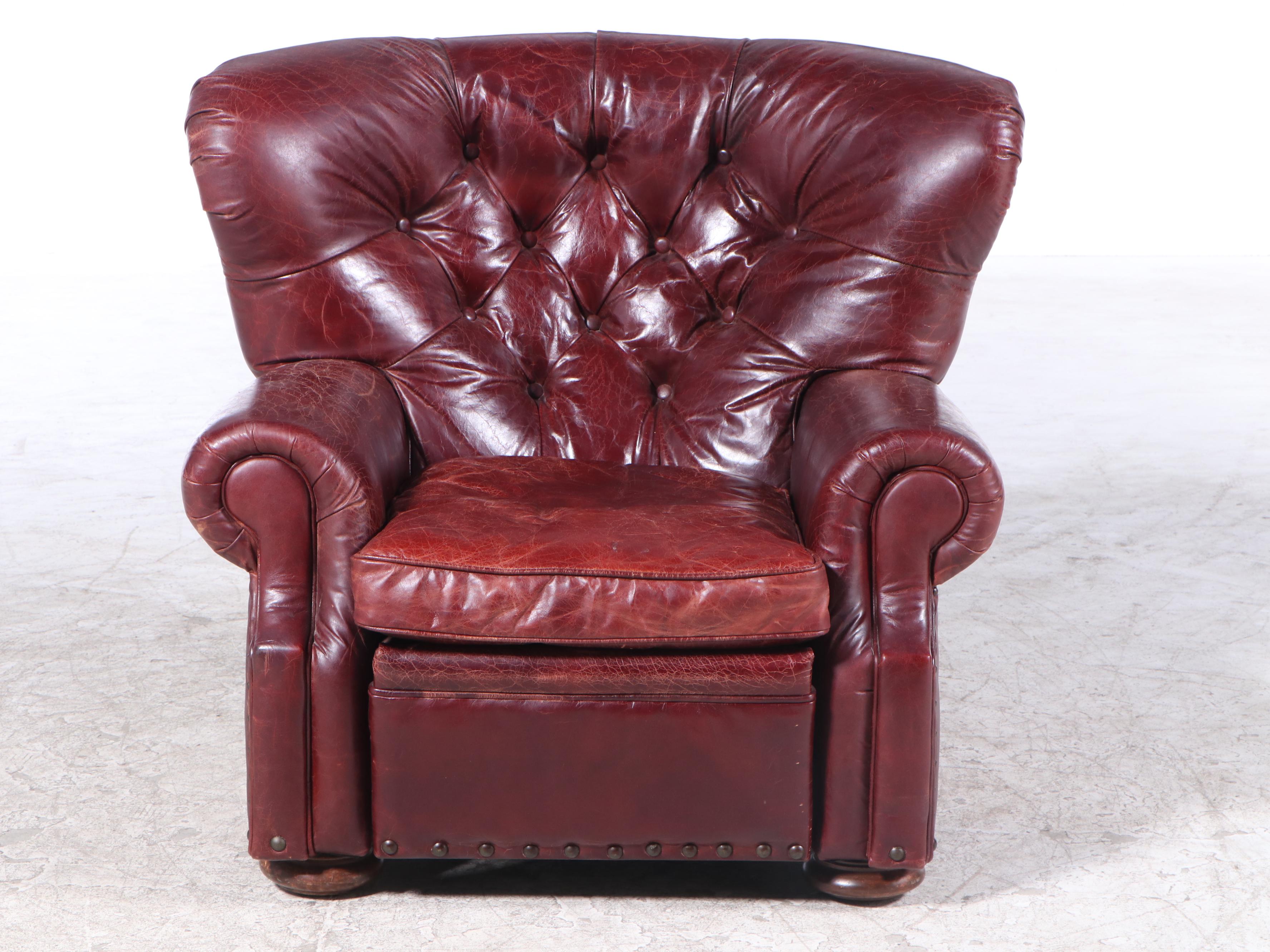 Tufted Leather Recliner Lounge Chair