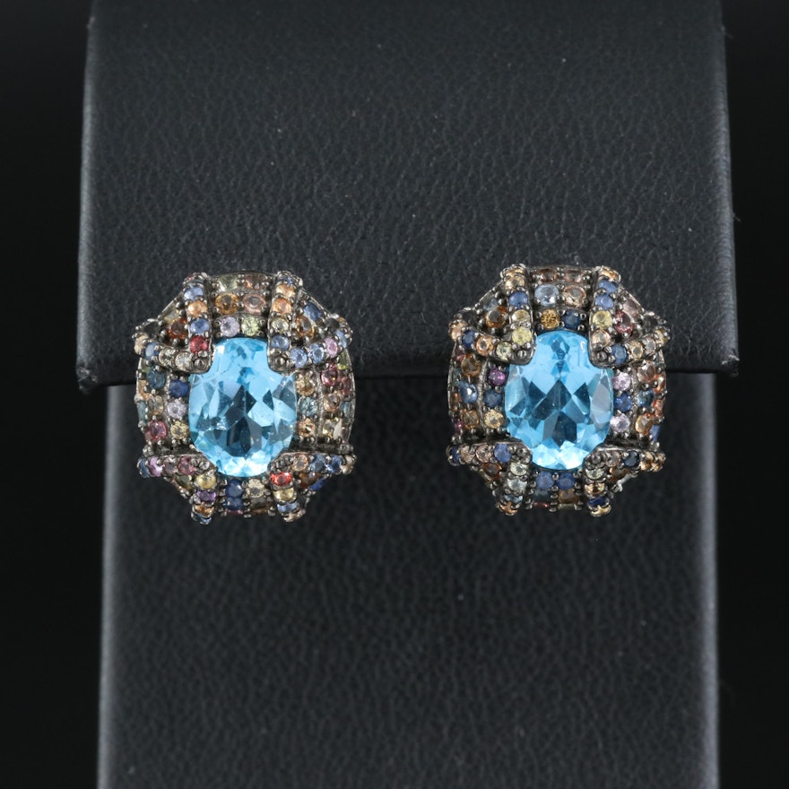 Sterling Topaz and Sapphire Earrings