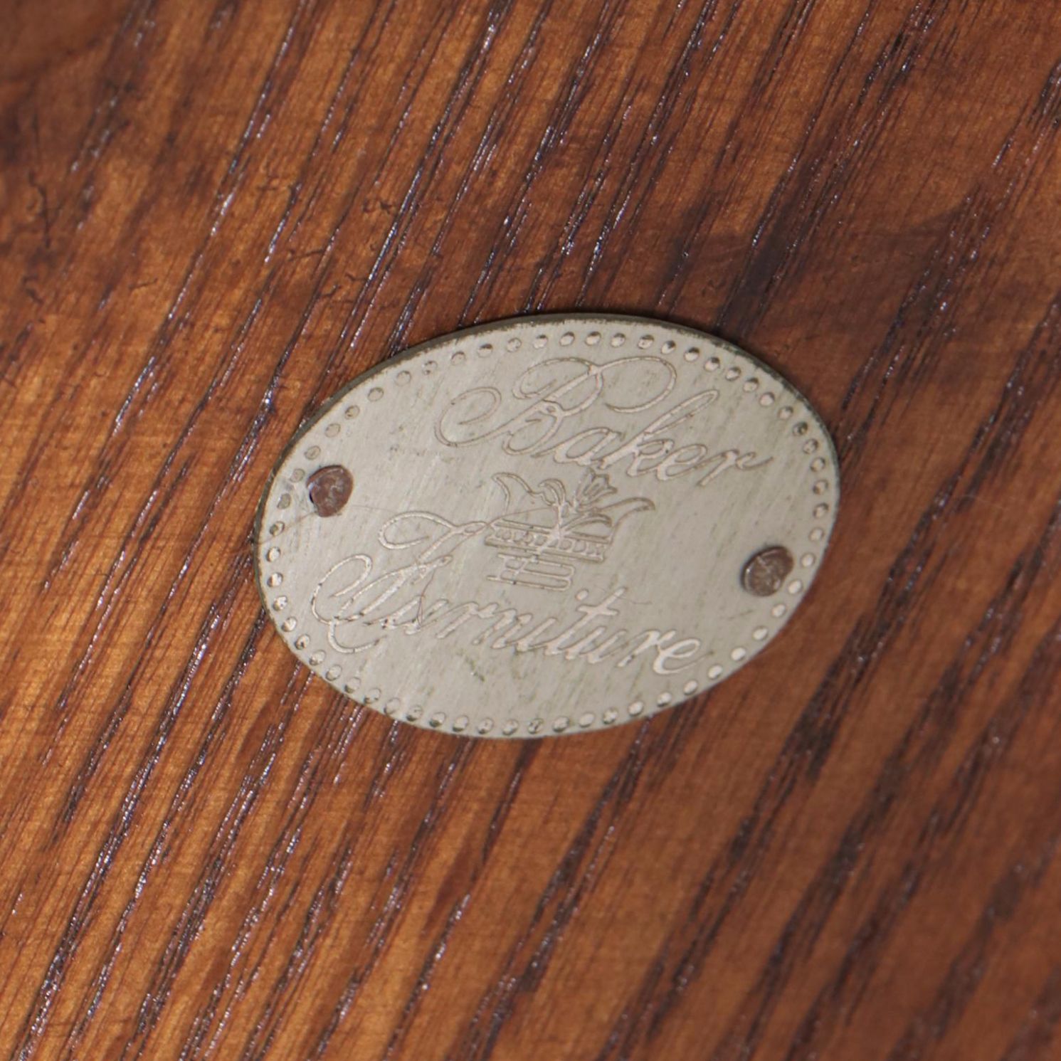 Six Baker Furniture Oak Wheel-Back Windsor Dining Chairs, Late 20th Century