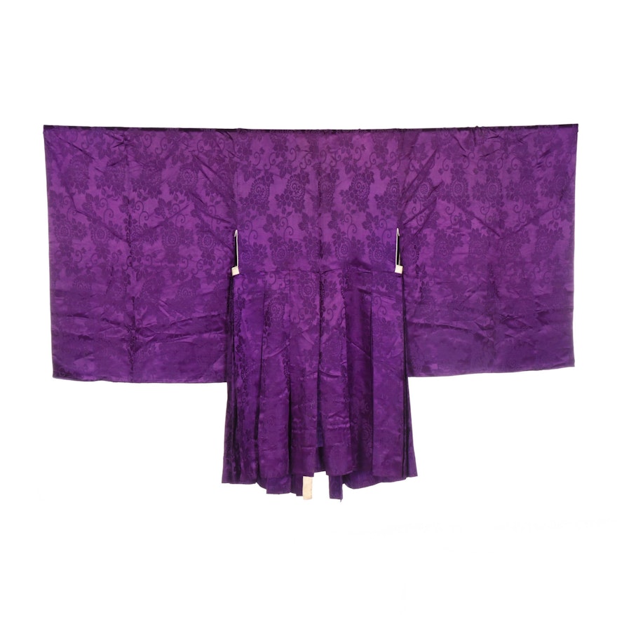 Men's Traditional Samurai Haori in Purple Silk Damask
