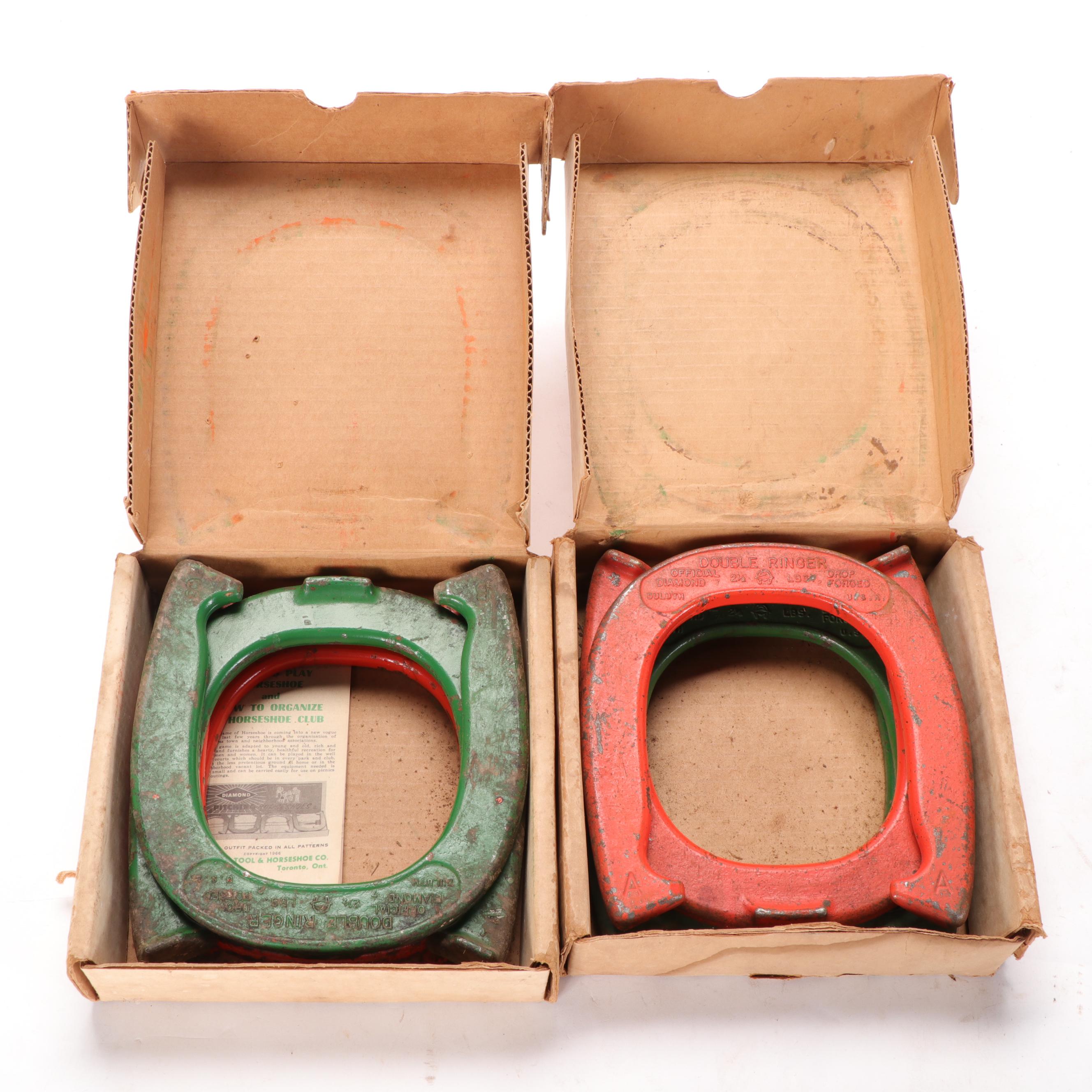 Diamond Tool and Horsehoe Co. Cast Iron Pitching Horseshoes with Mallet