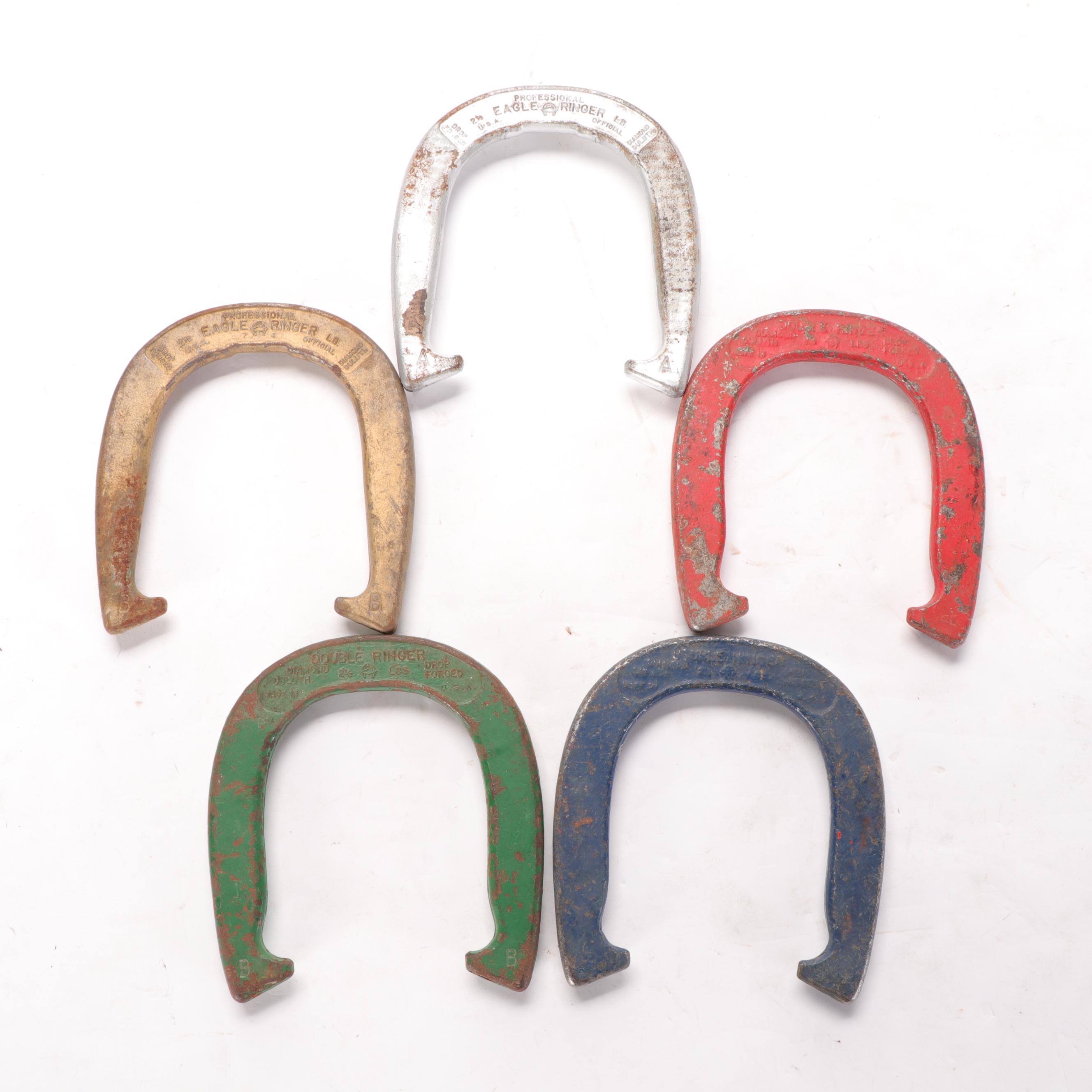 Diamond Tool and Horsehoe Co. Cast Iron Pitching Horseshoes with Mallet