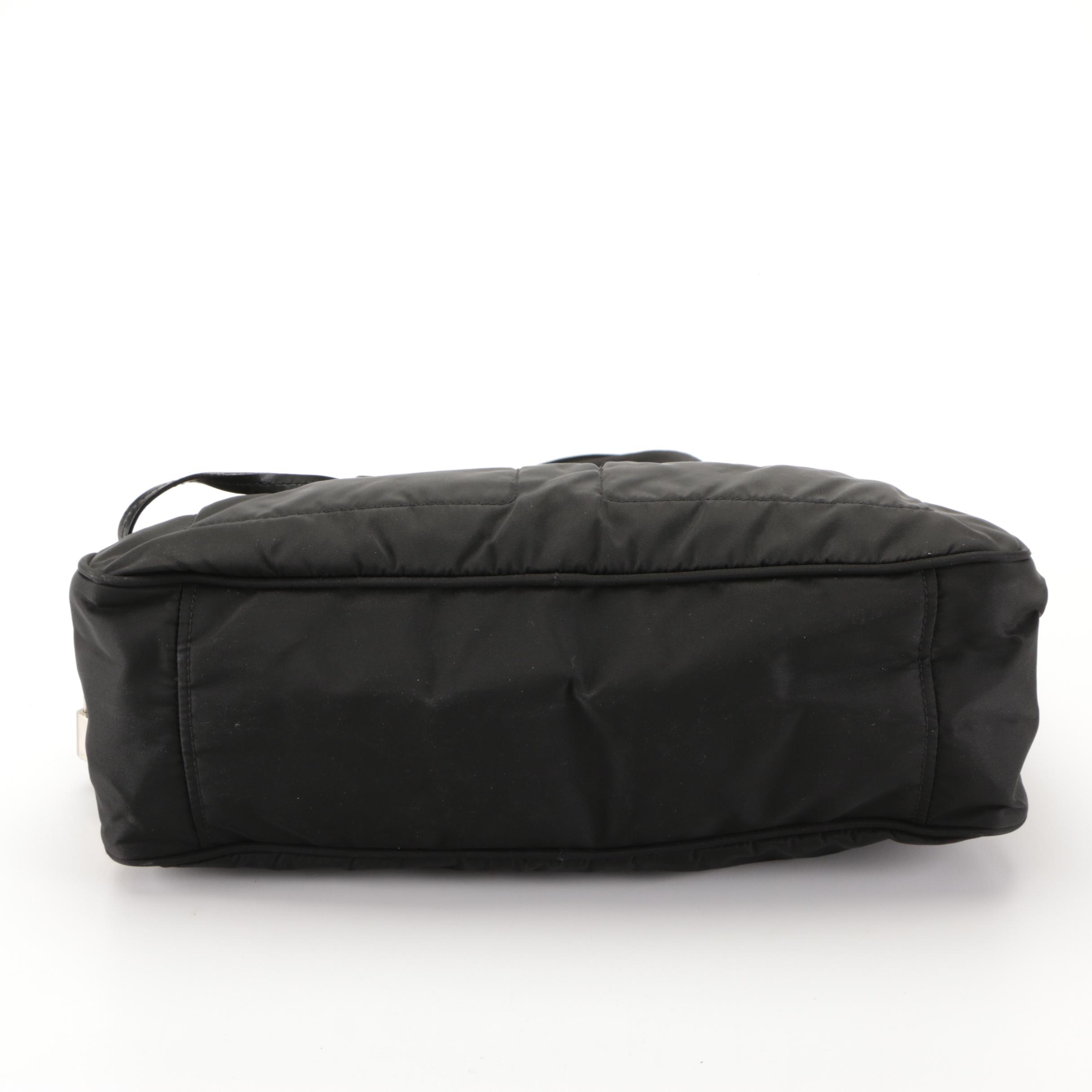 Prada Handbag in Black Tessuto Nylon and Leather Trim