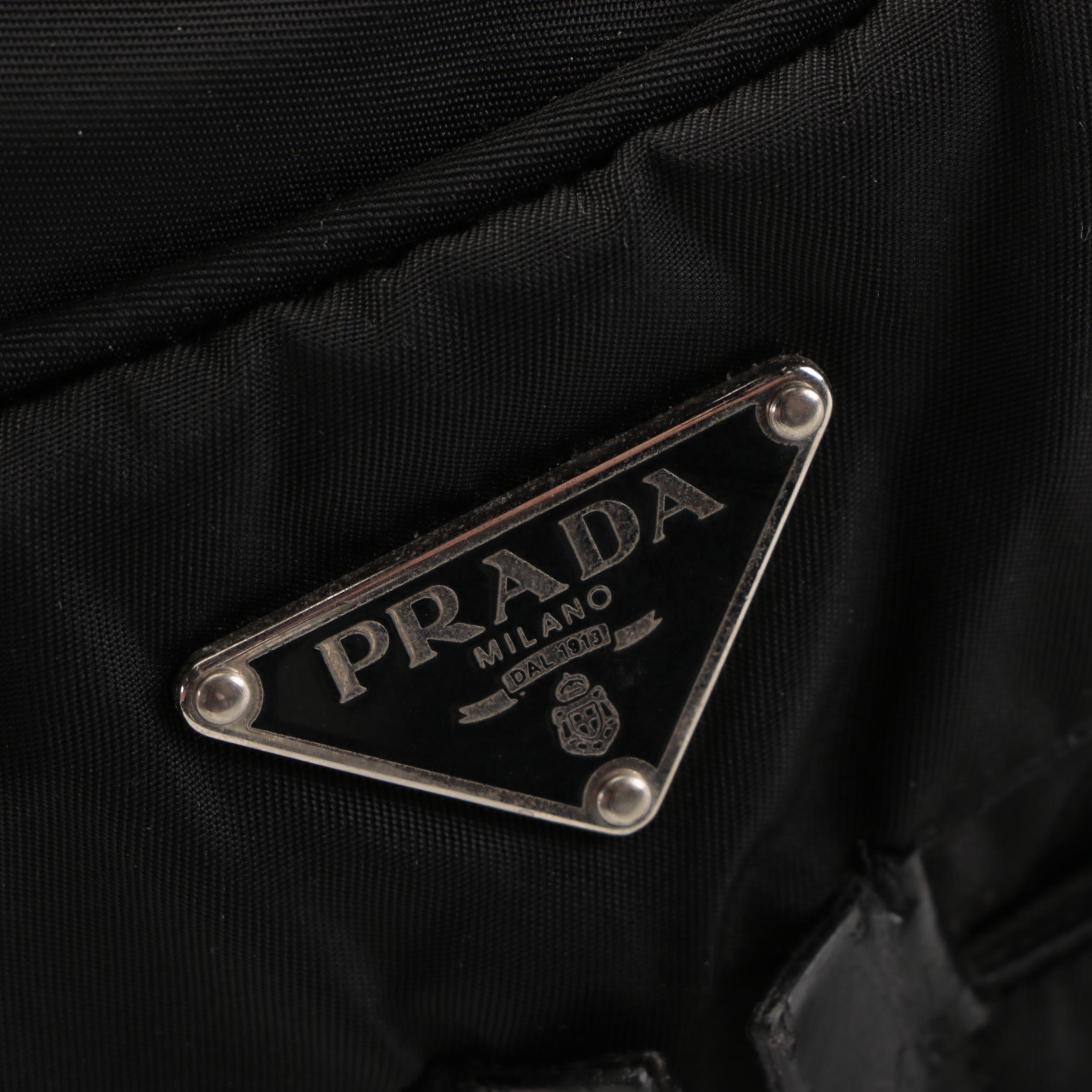 Prada Handbag in Black Tessuto Nylon and Leather Trim