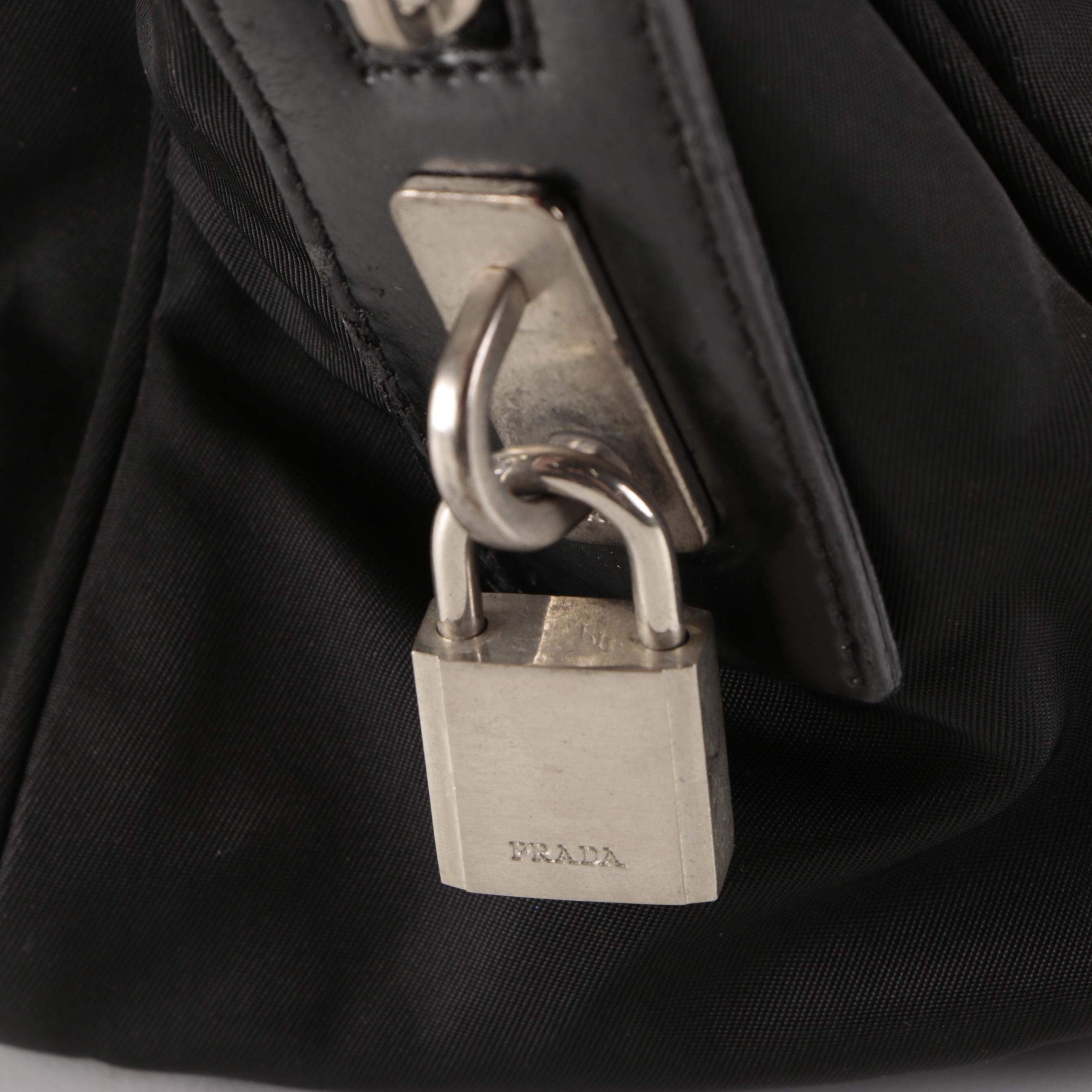 Prada Handbag in Black Tessuto Nylon and Leather Trim