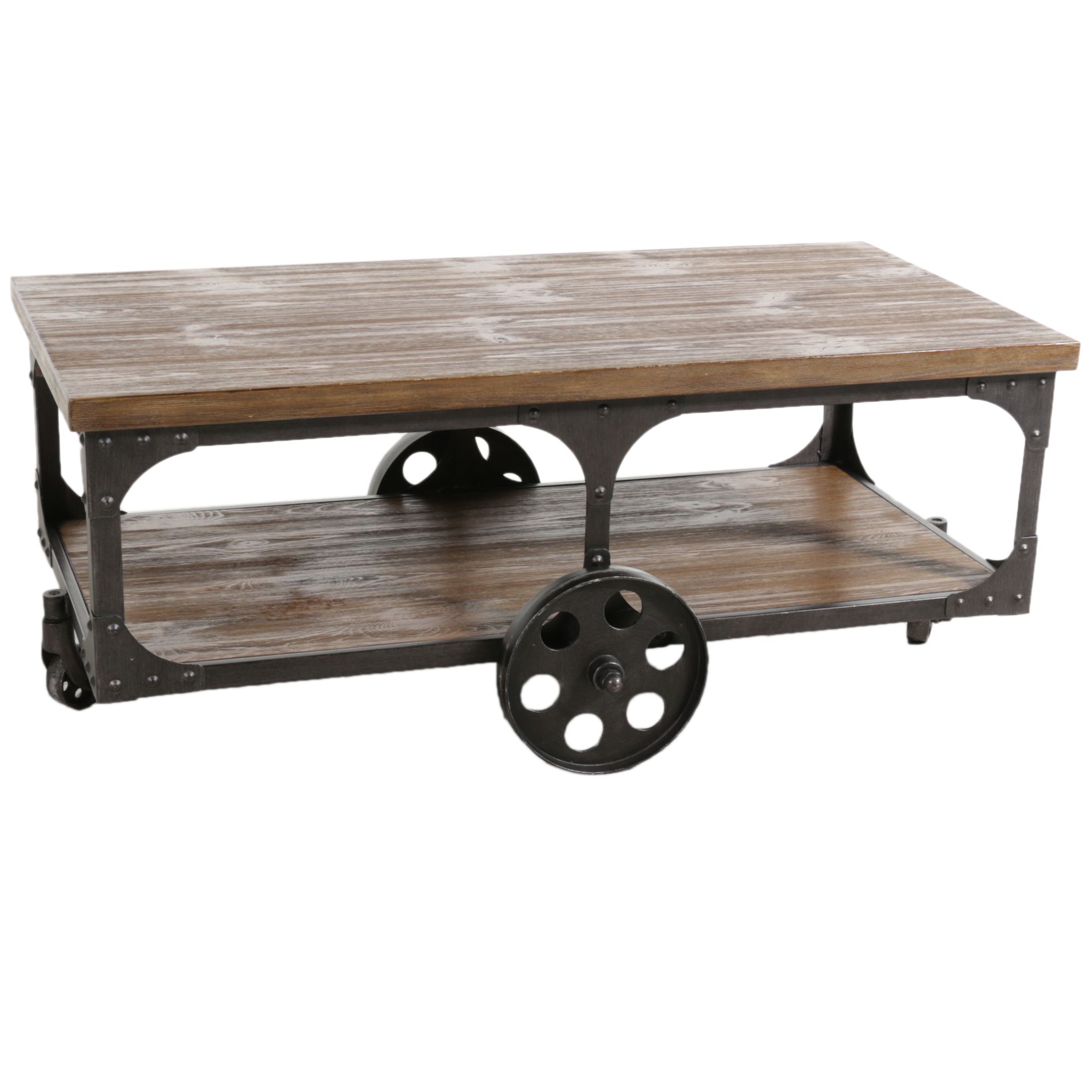 Ashley Furniture "Vennilux" Industrial Style Wood and Metal Cocktail Table