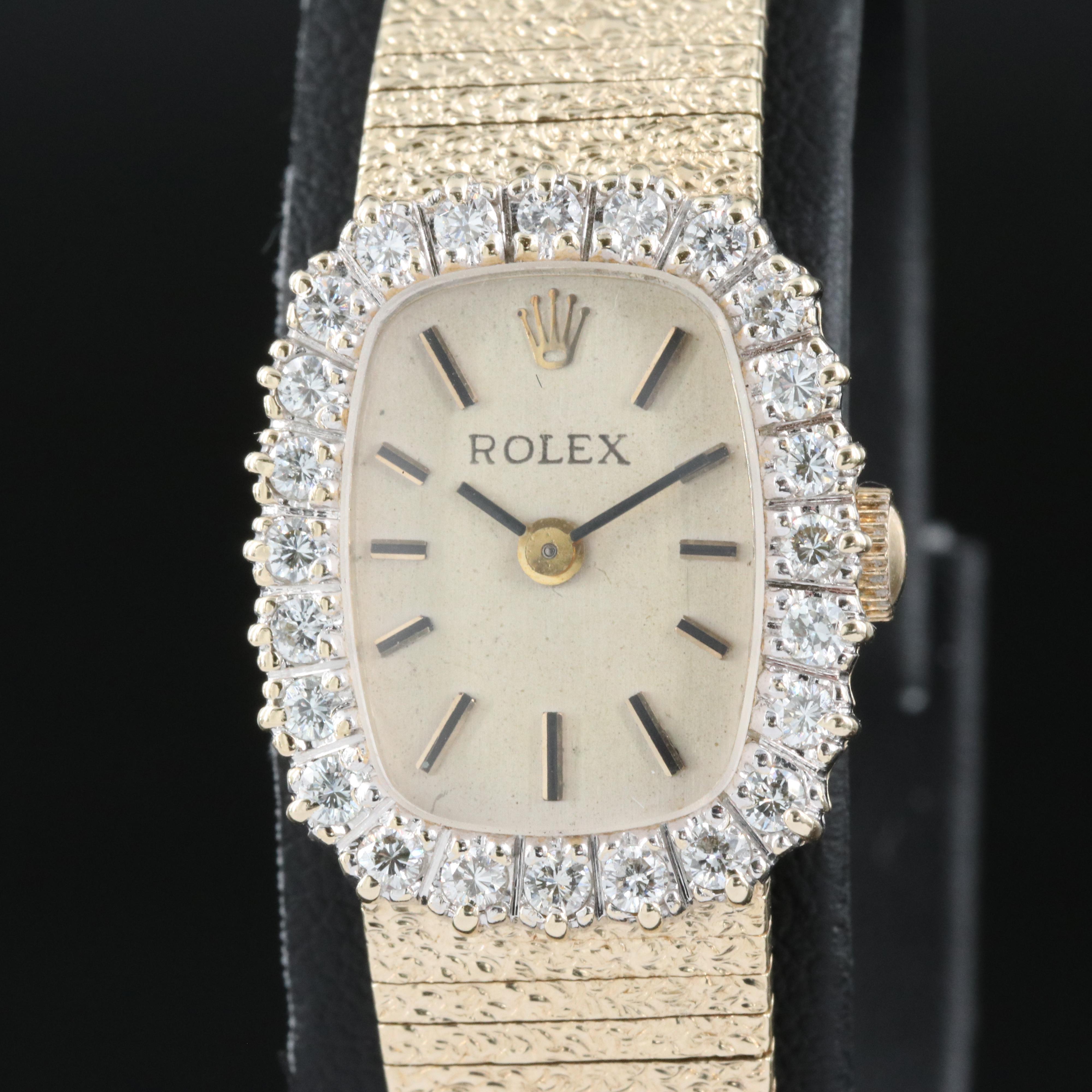 Vintage Rolex 14K and Diamond Watch
