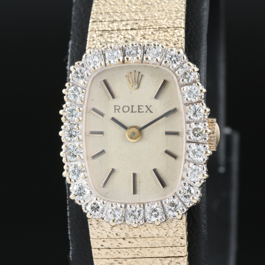 Vintage Rolex 14K and Diamond Wristwatch