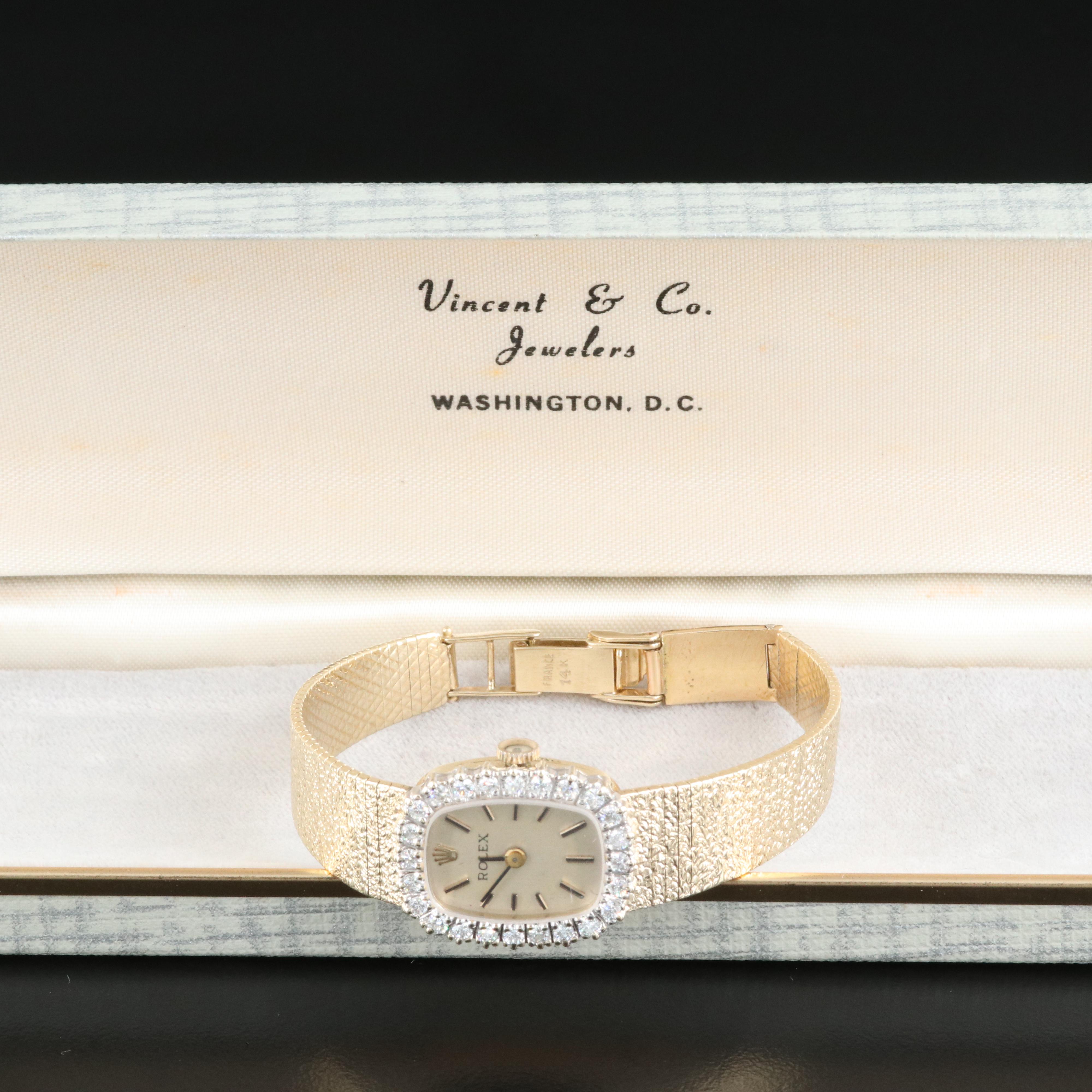 Vintage Rolex 14K and Diamond Watch
