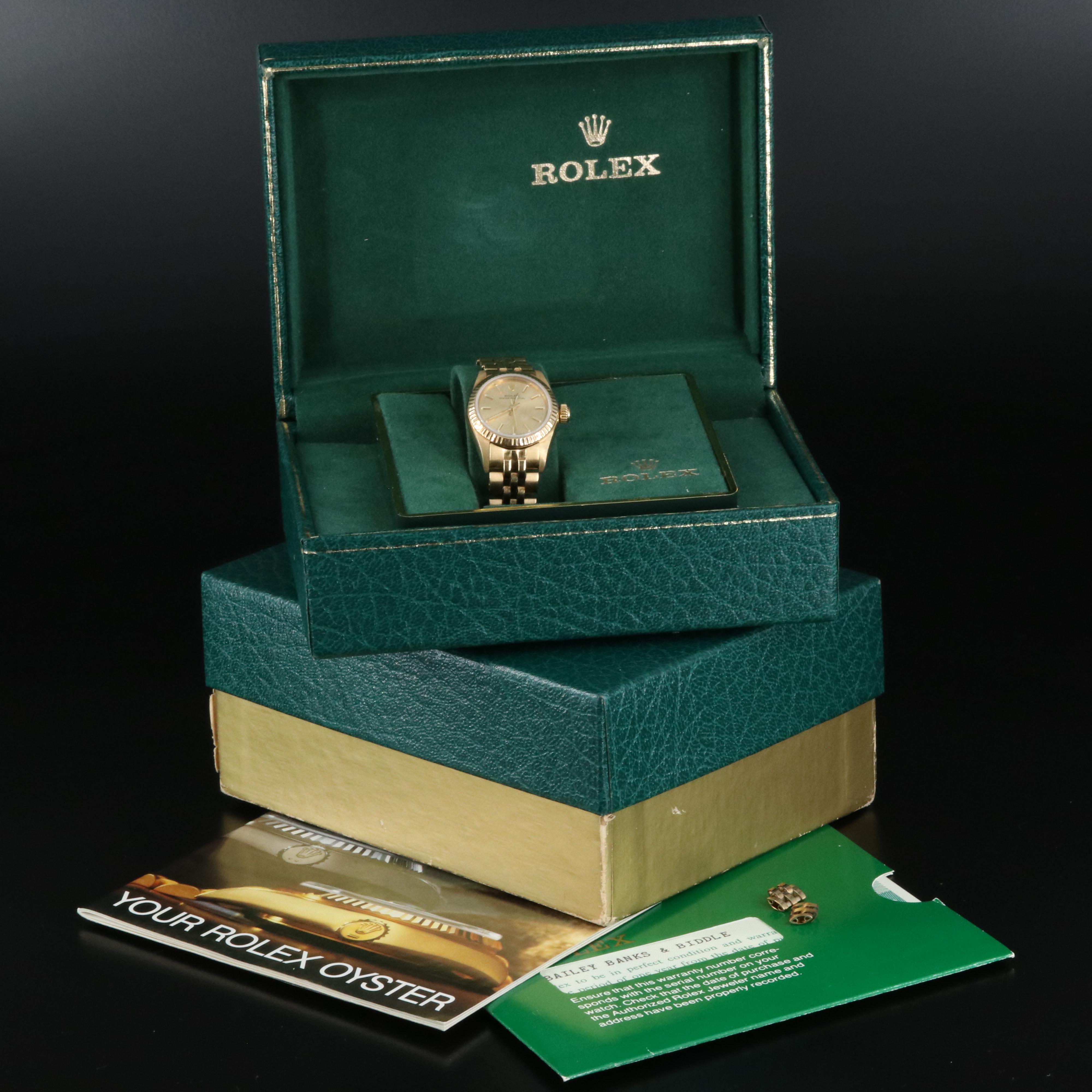 1982 Rolex Oyster Perpetual 14K Yellow Gold, Champagne Dial Watch