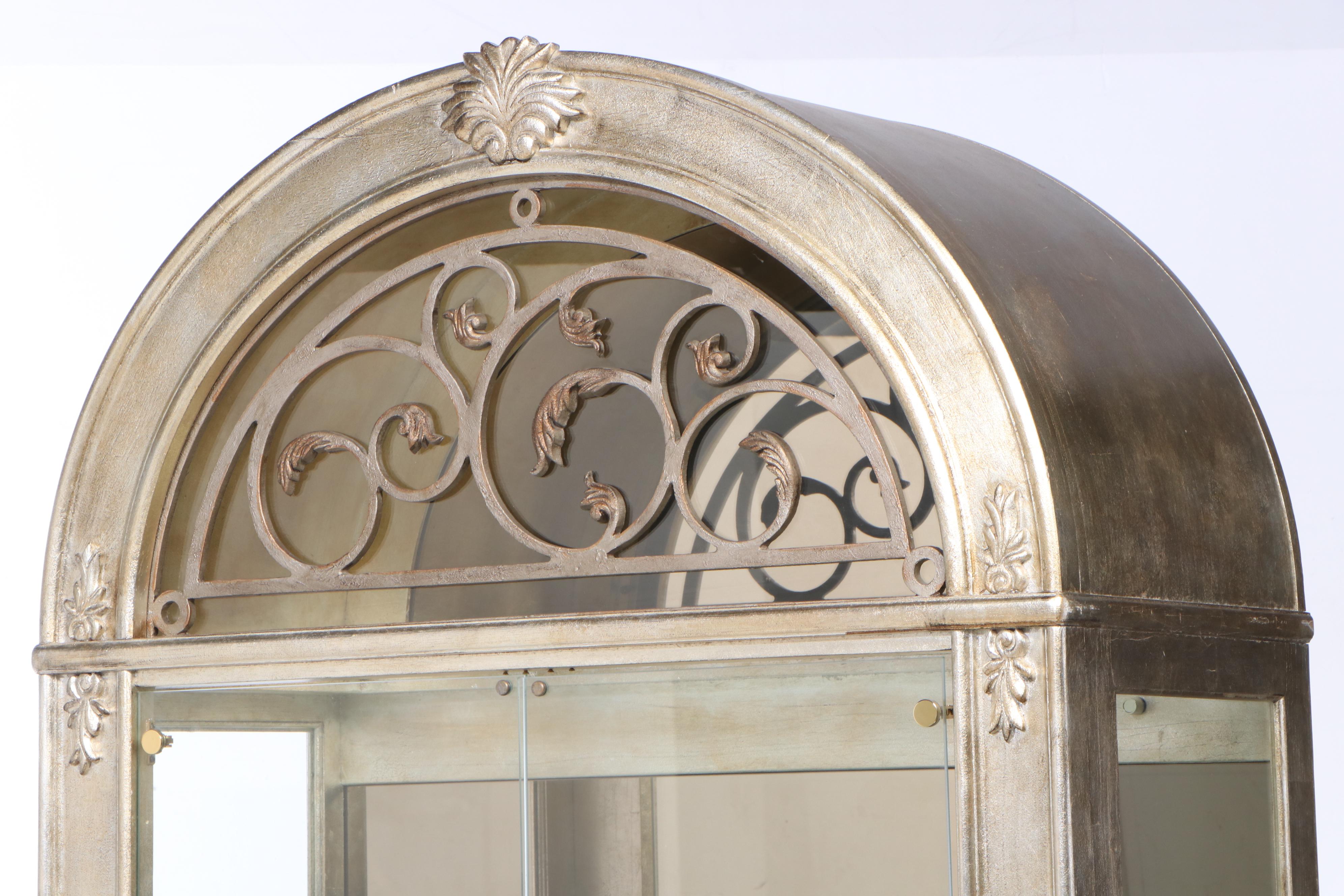 Henredon Arched Display Cabinet in Silver Finish