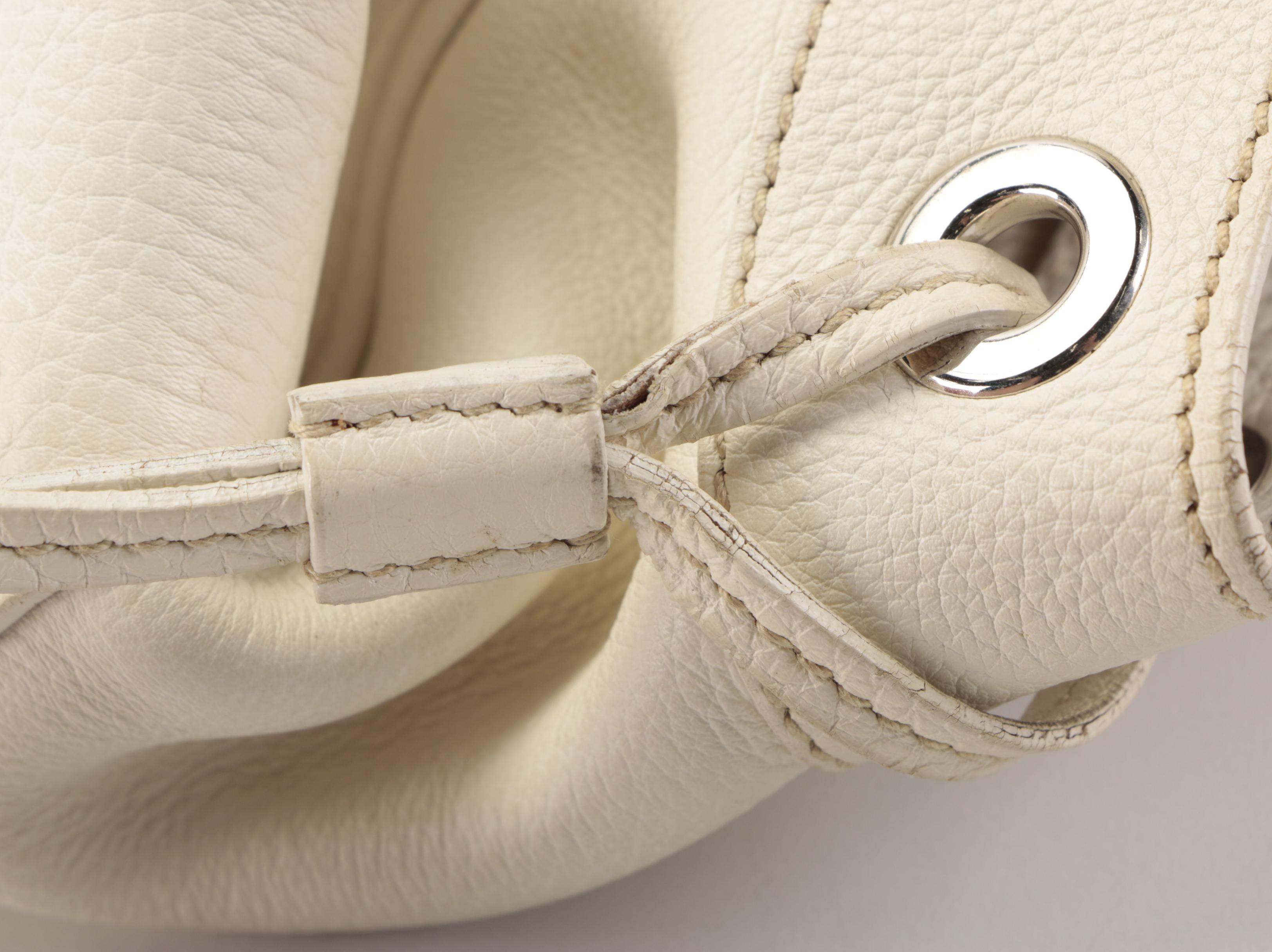 Prada Medium Bauletto Shoulder Bag in Ivory Deerskin with Lizard Detail