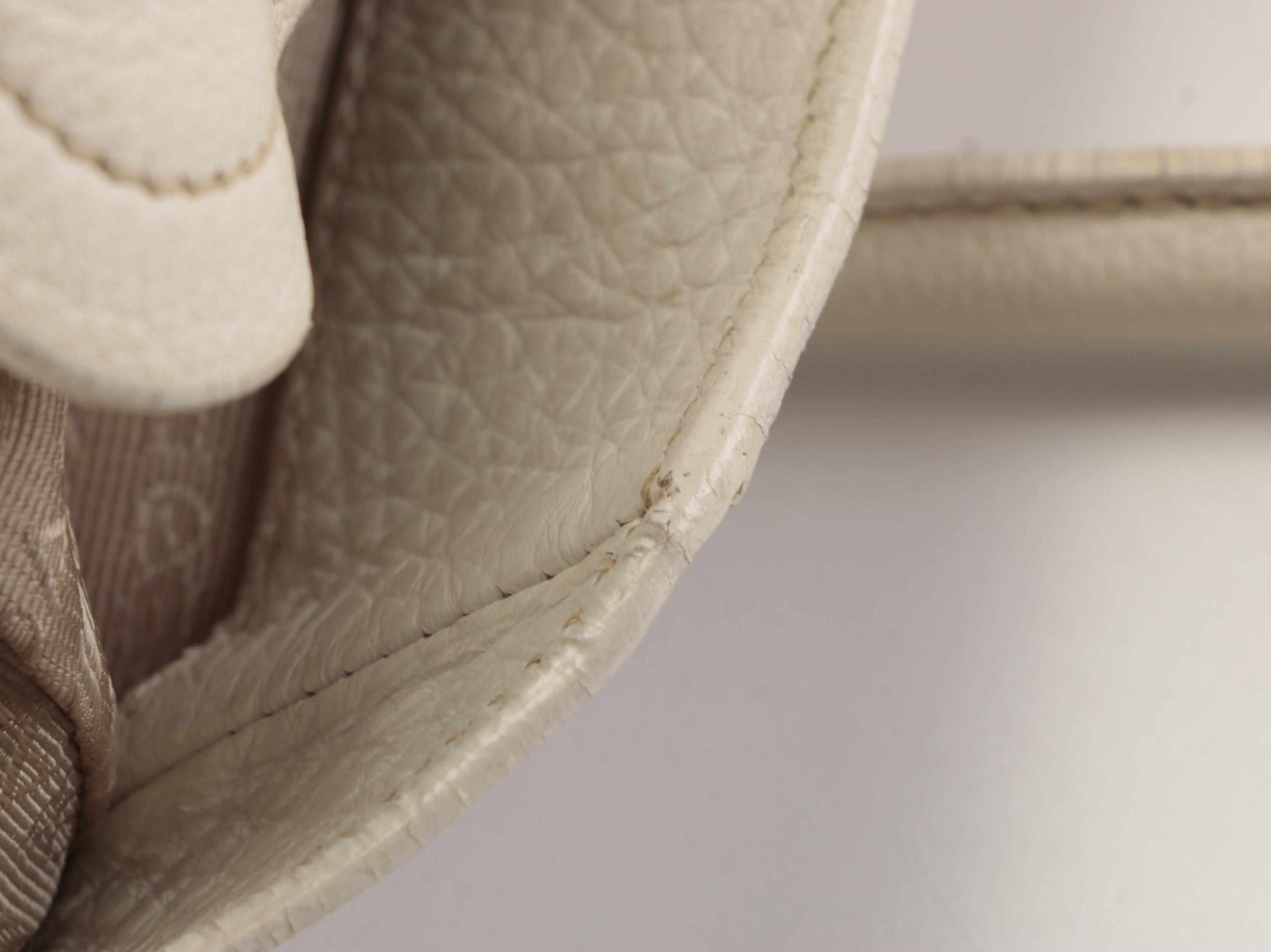 Prada Medium Bauletto Shoulder Bag in Ivory Deerskin with Lizard Detail