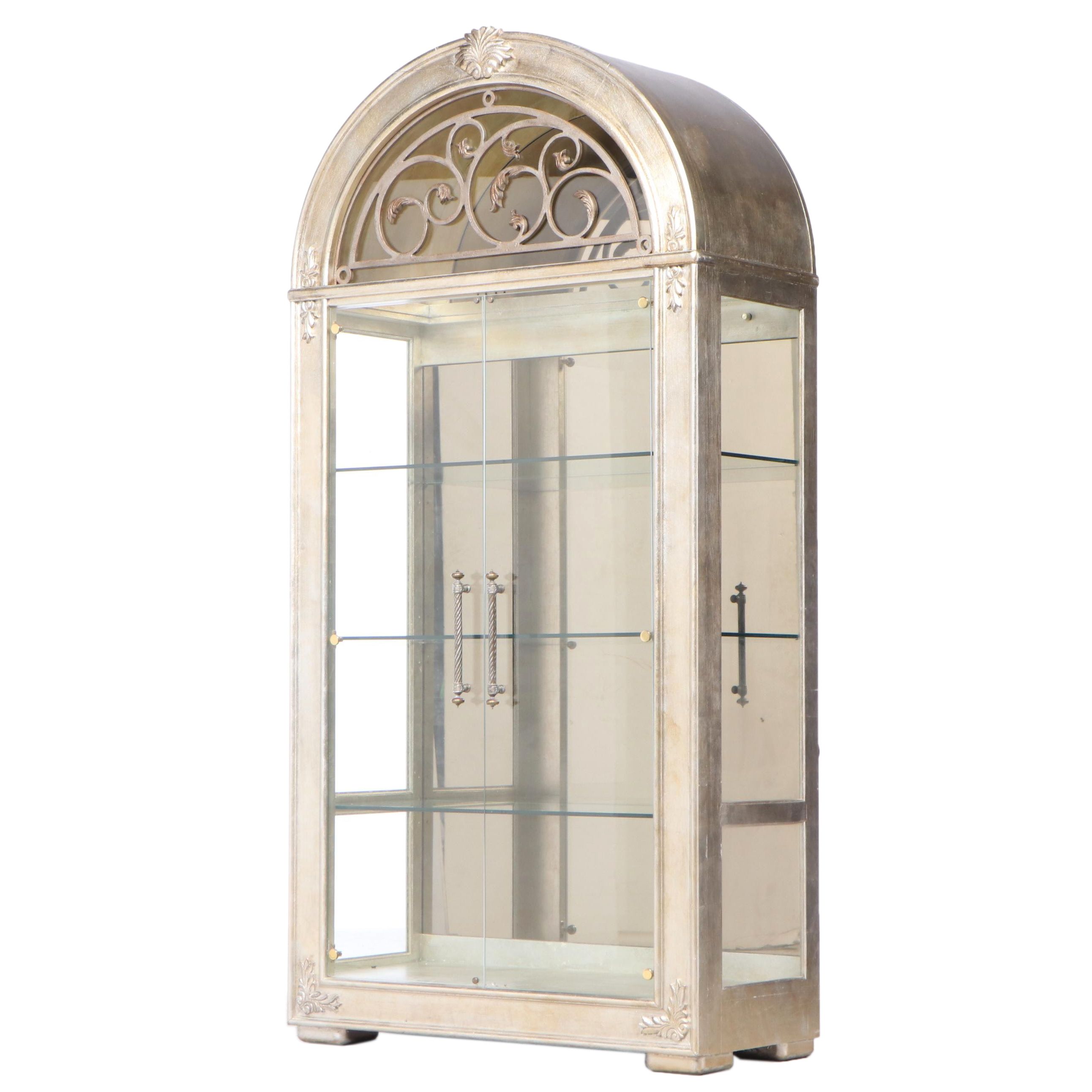 Henredon Arched Display Cabinet in Silver Finish