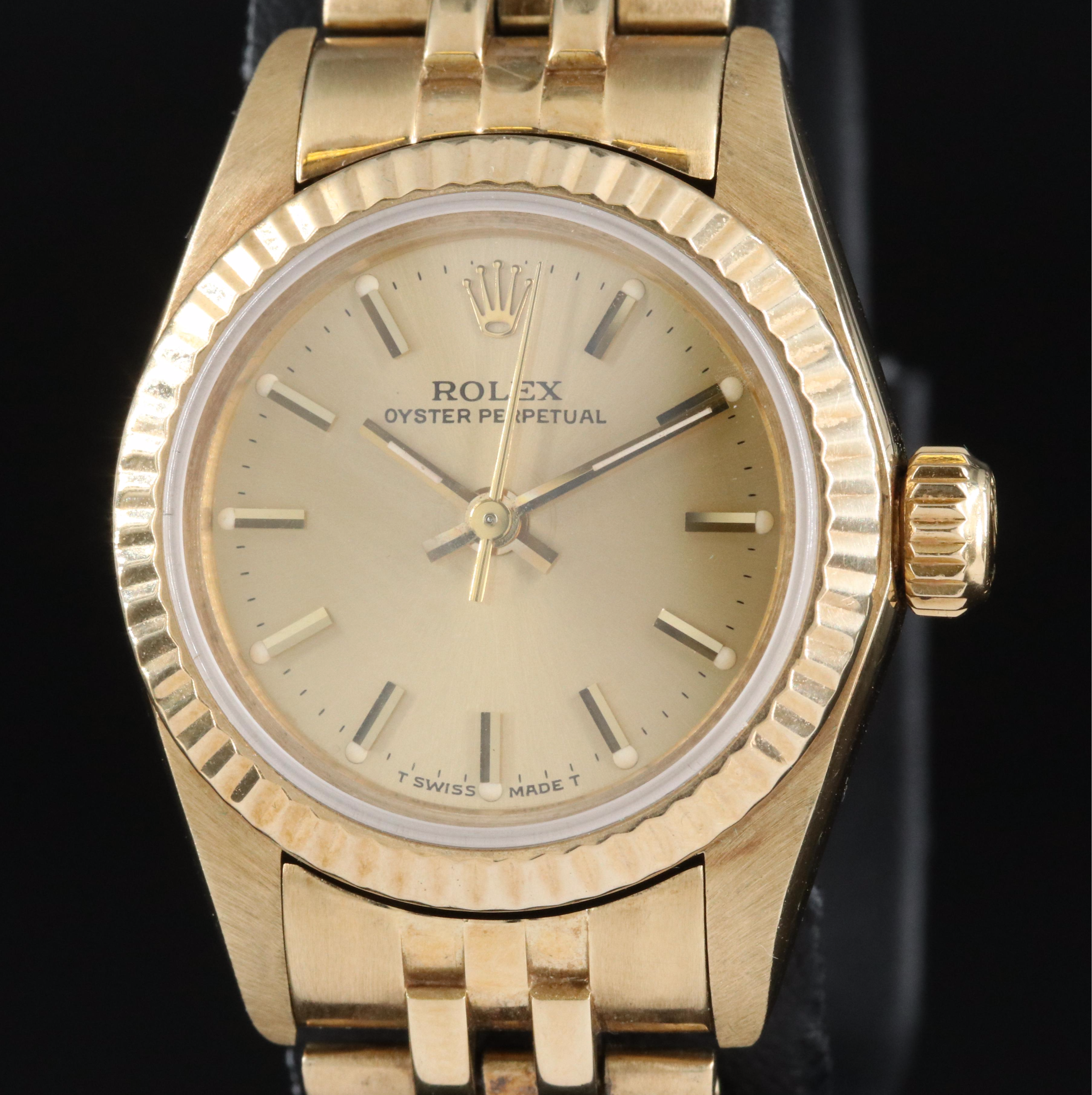 1982 Rolex Oyster Perpetual 14K Yellow Gold, Champagne Dial Watch