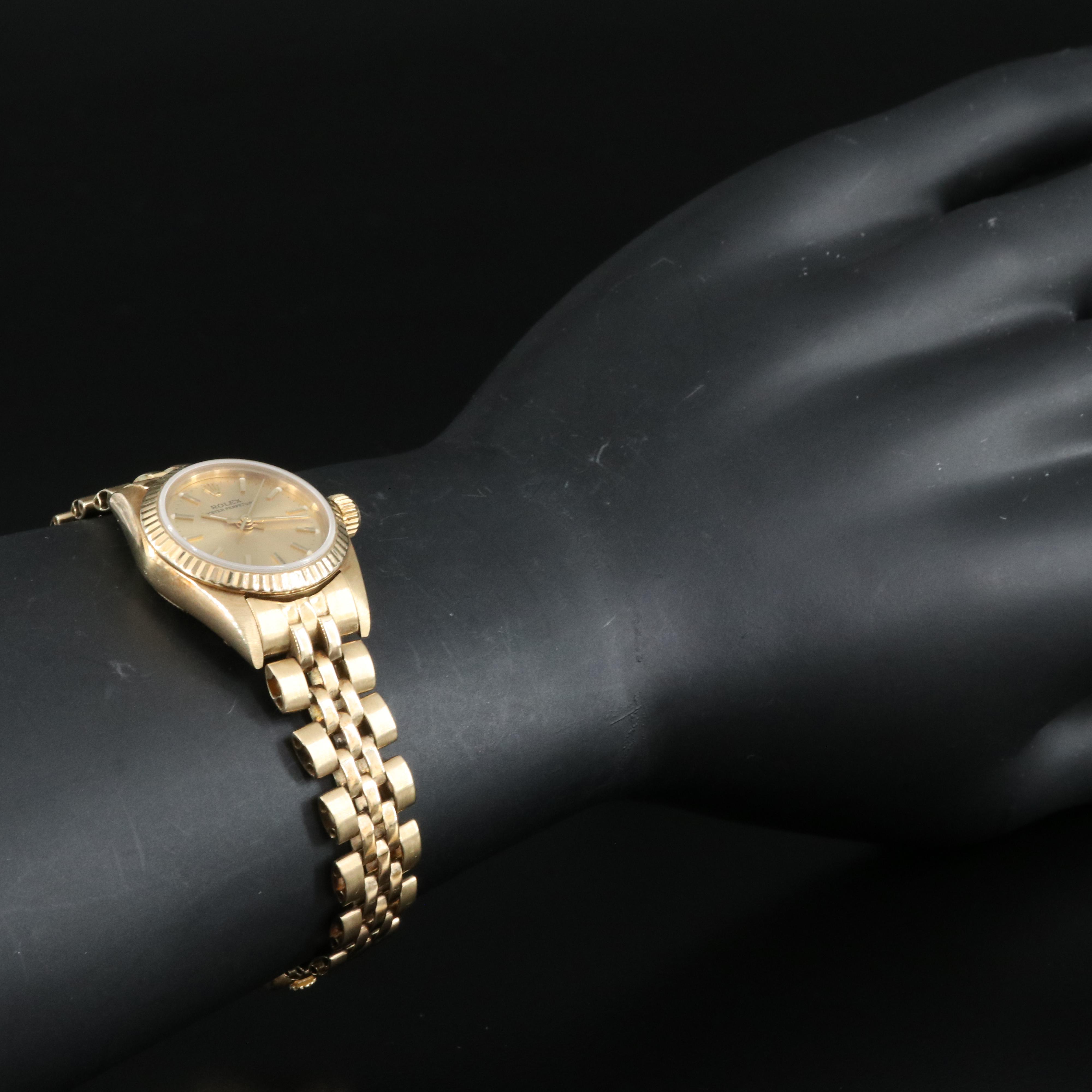 1982 Rolex Oyster Perpetual 14K Yellow Gold, Champagne Dial Watch