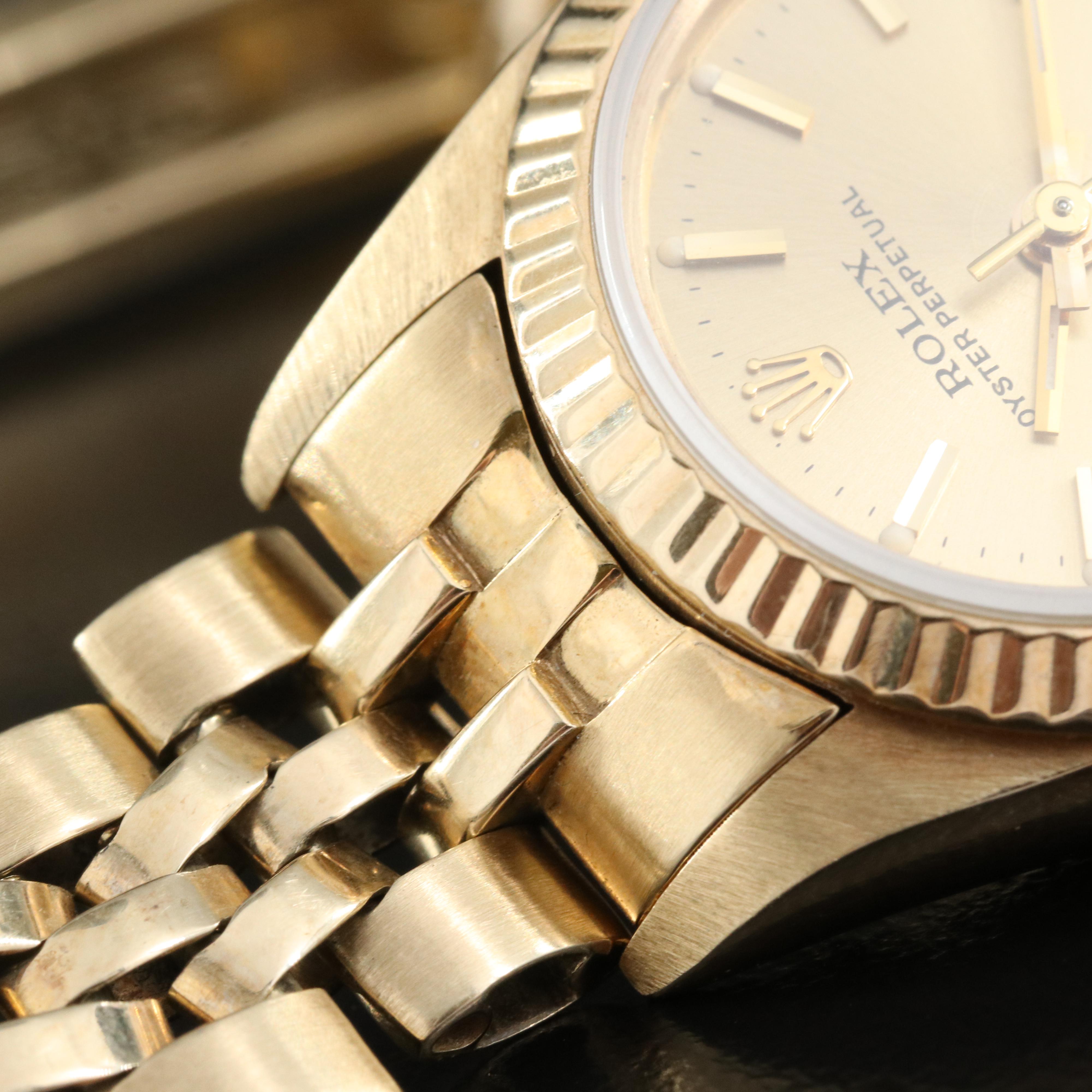 1982 Rolex Oyster Perpetual 14K Yellow Gold, Champagne Dial Watch