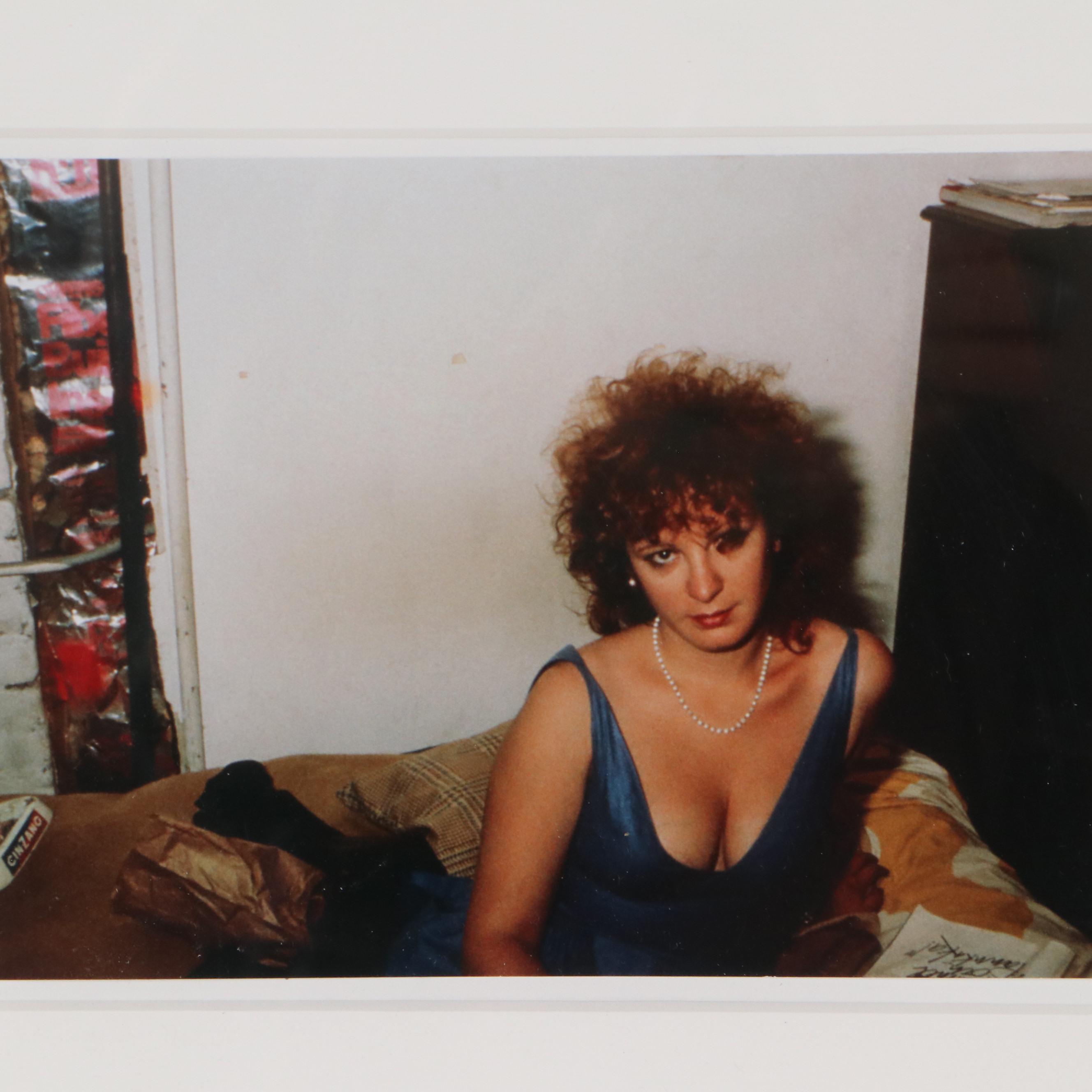 Nan Goldin Cibachrome Color Photograph "Self-Portrait in Blue Dress"