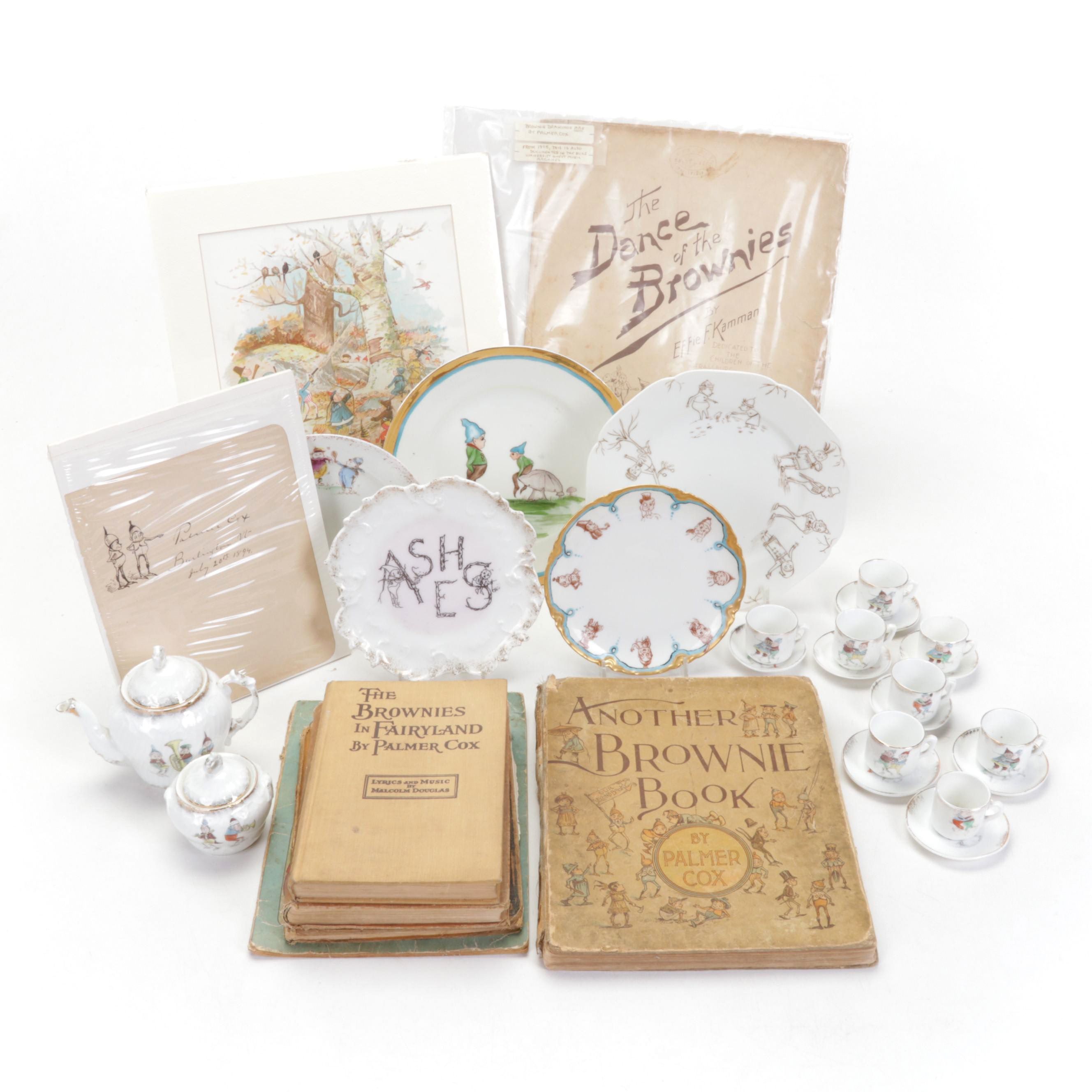 "Brownies and Other Stories" by Palmer Cox With More Books and Tea Set