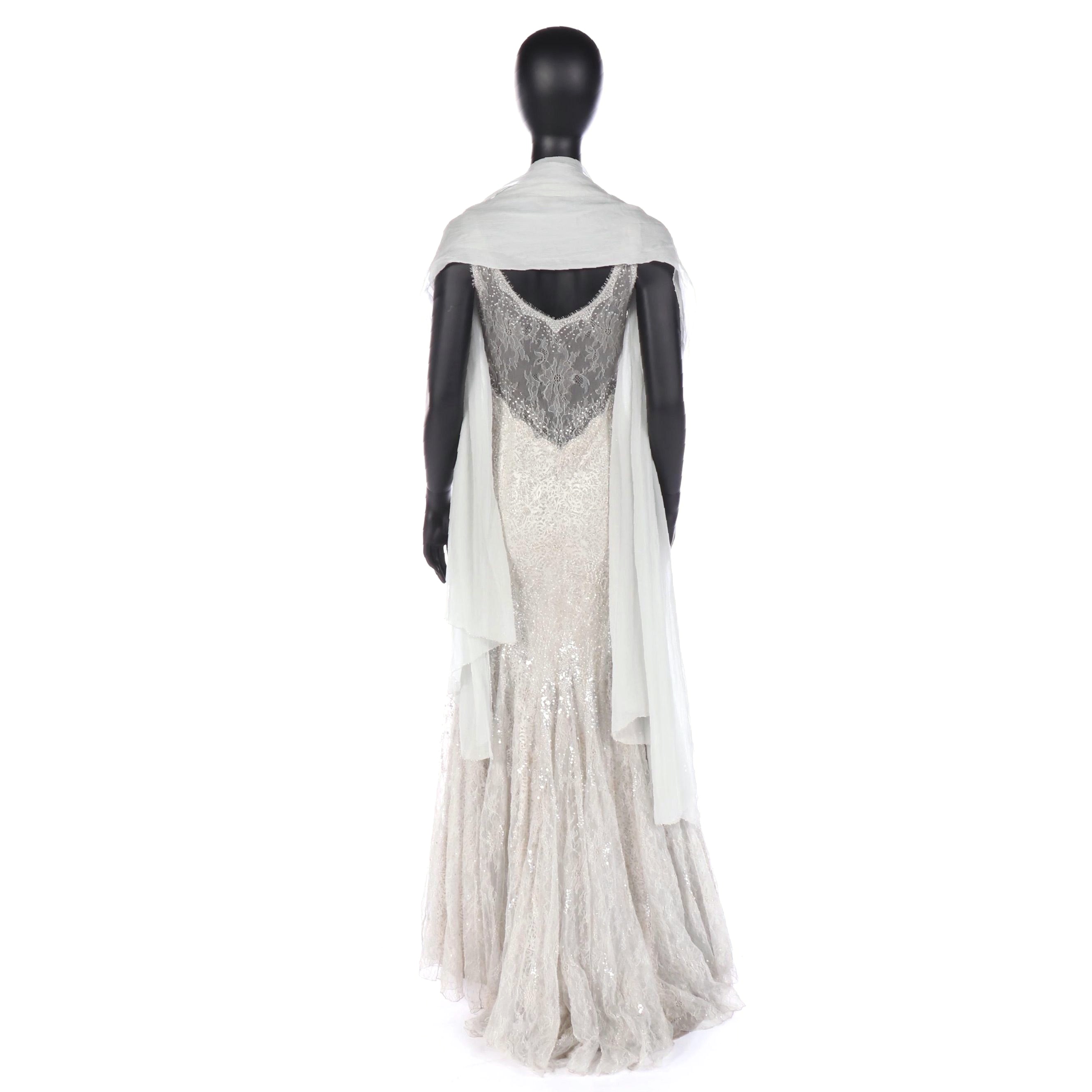 Versace Silver Embellished Mermaid Gown Worn by Julianne Moore, 2004 Oscars