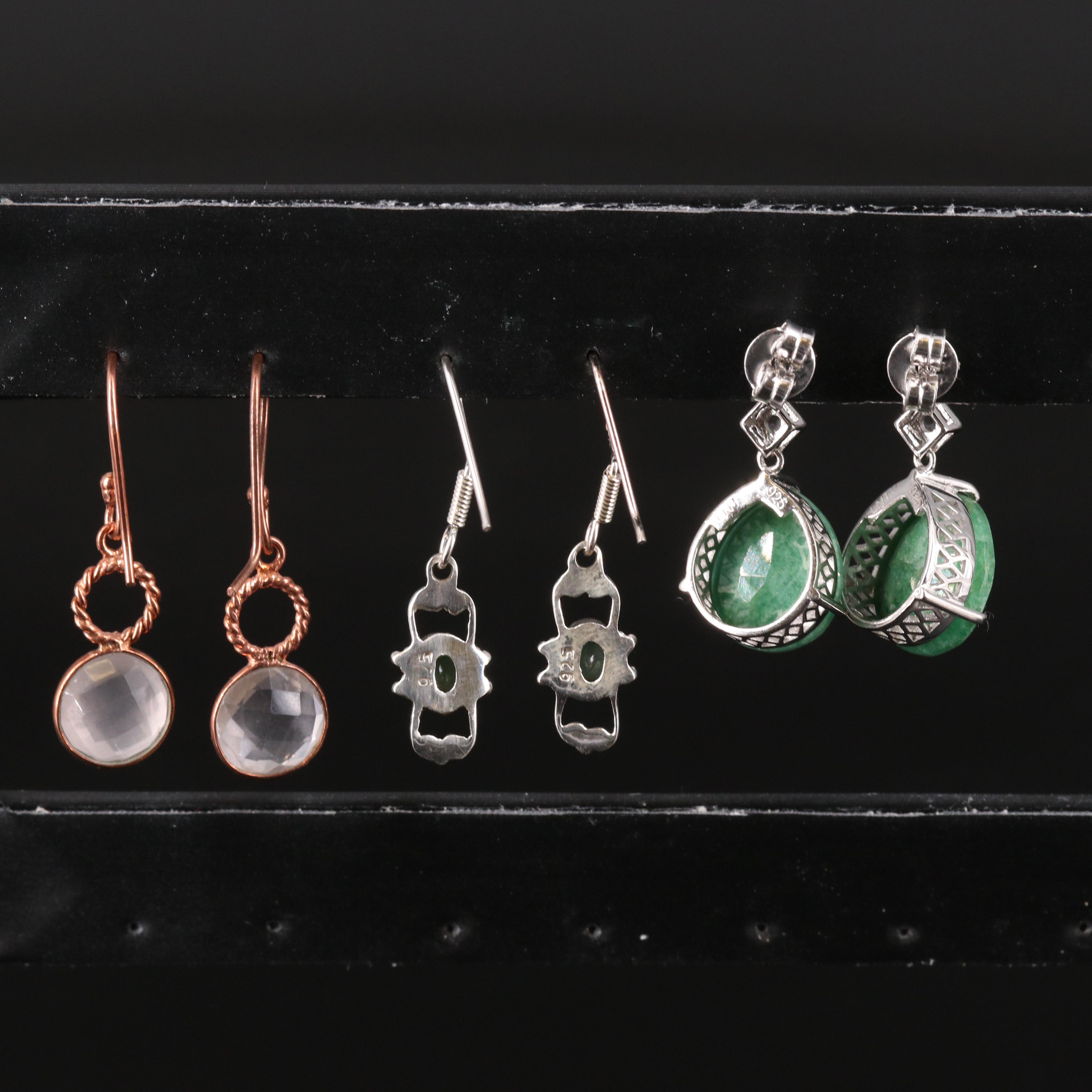 Gemstone Earring Trio Including Sterling Silver