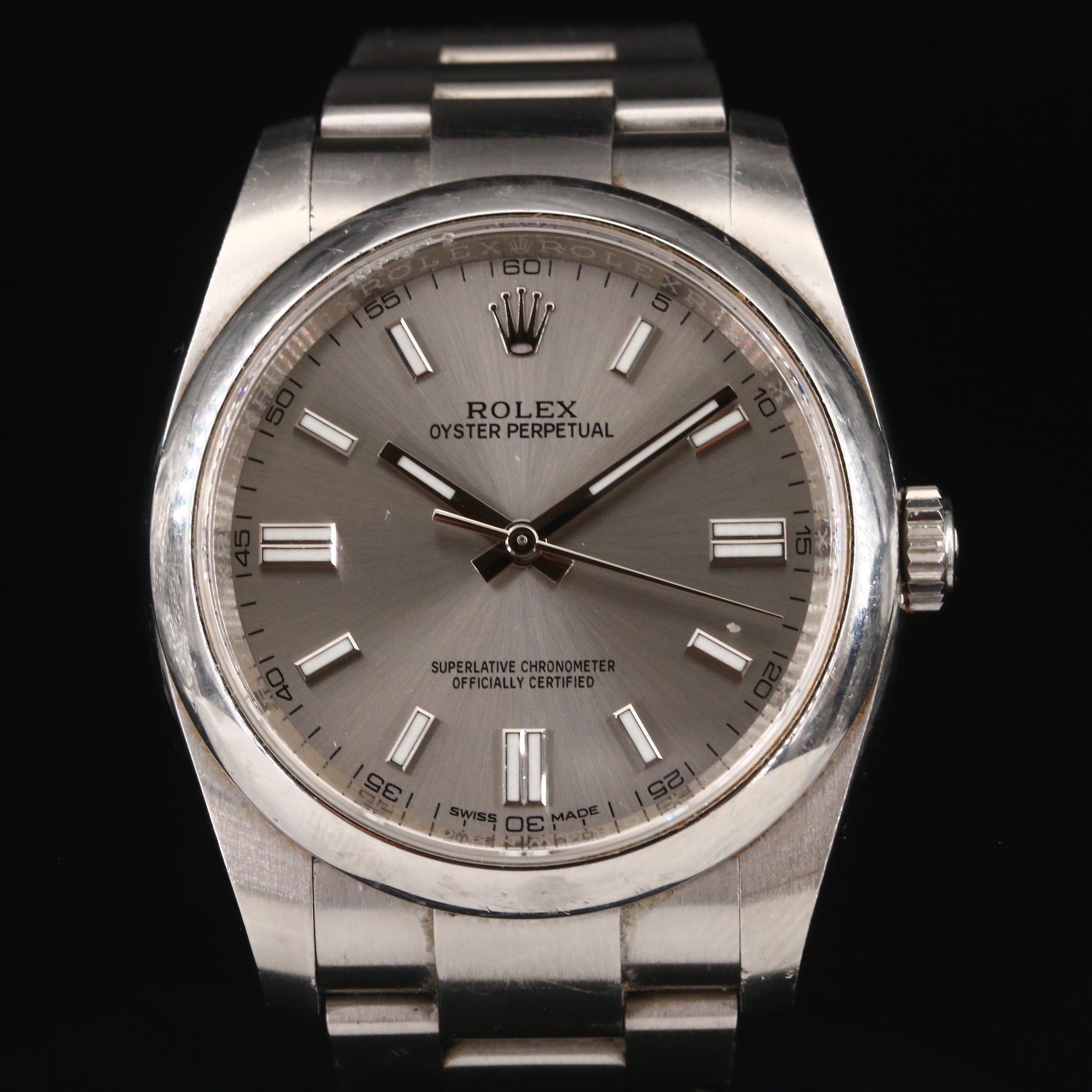 2018 Rolex Oyster Perpetual Grey Dial, Sunburst Finish Watch