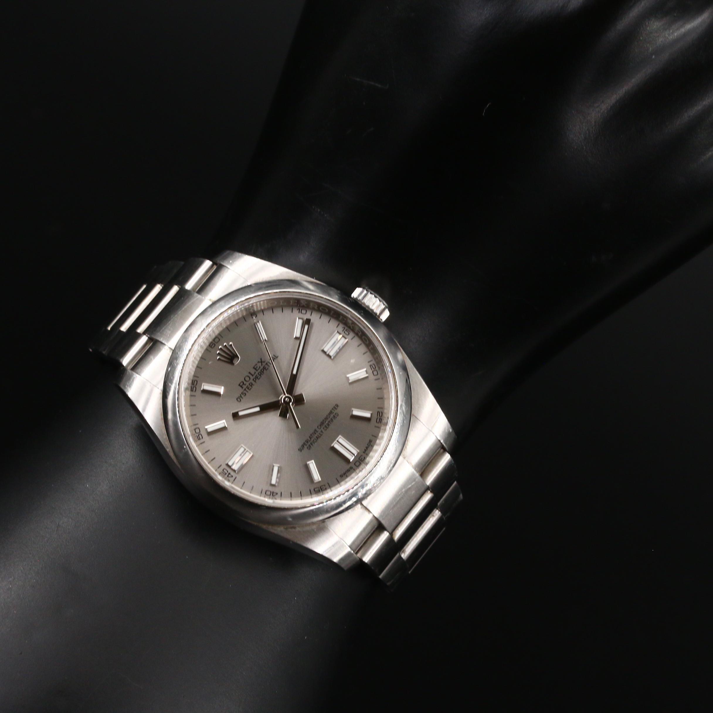 2018 Rolex Oyster Perpetual Grey Dial, Sunburst Finish Watch