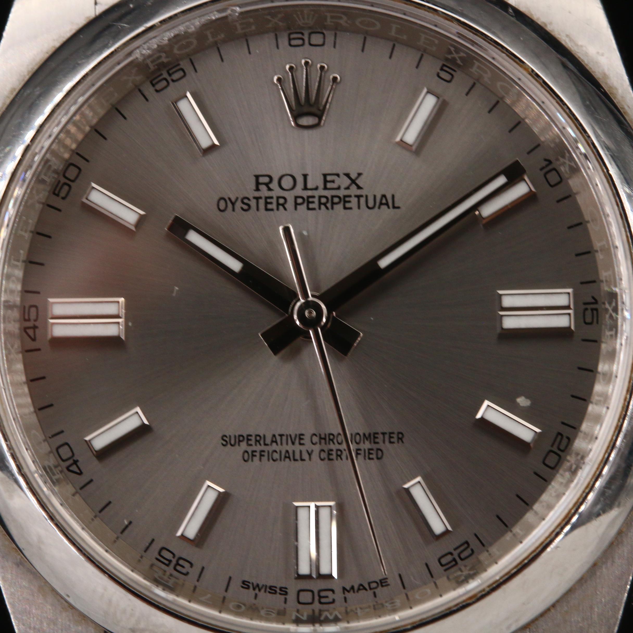 2018 Rolex Oyster Perpetual Grey Dial, Sunburst Finish Watch