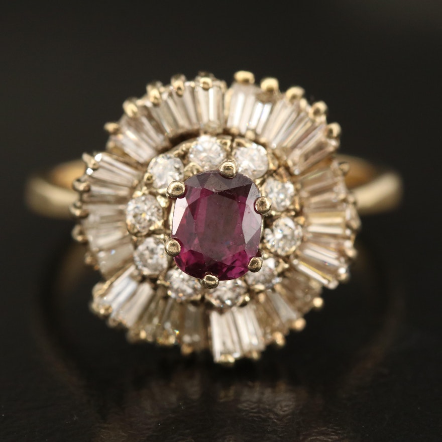 14K Ruby and 1.06 CTW Diamond Ballerina Ring