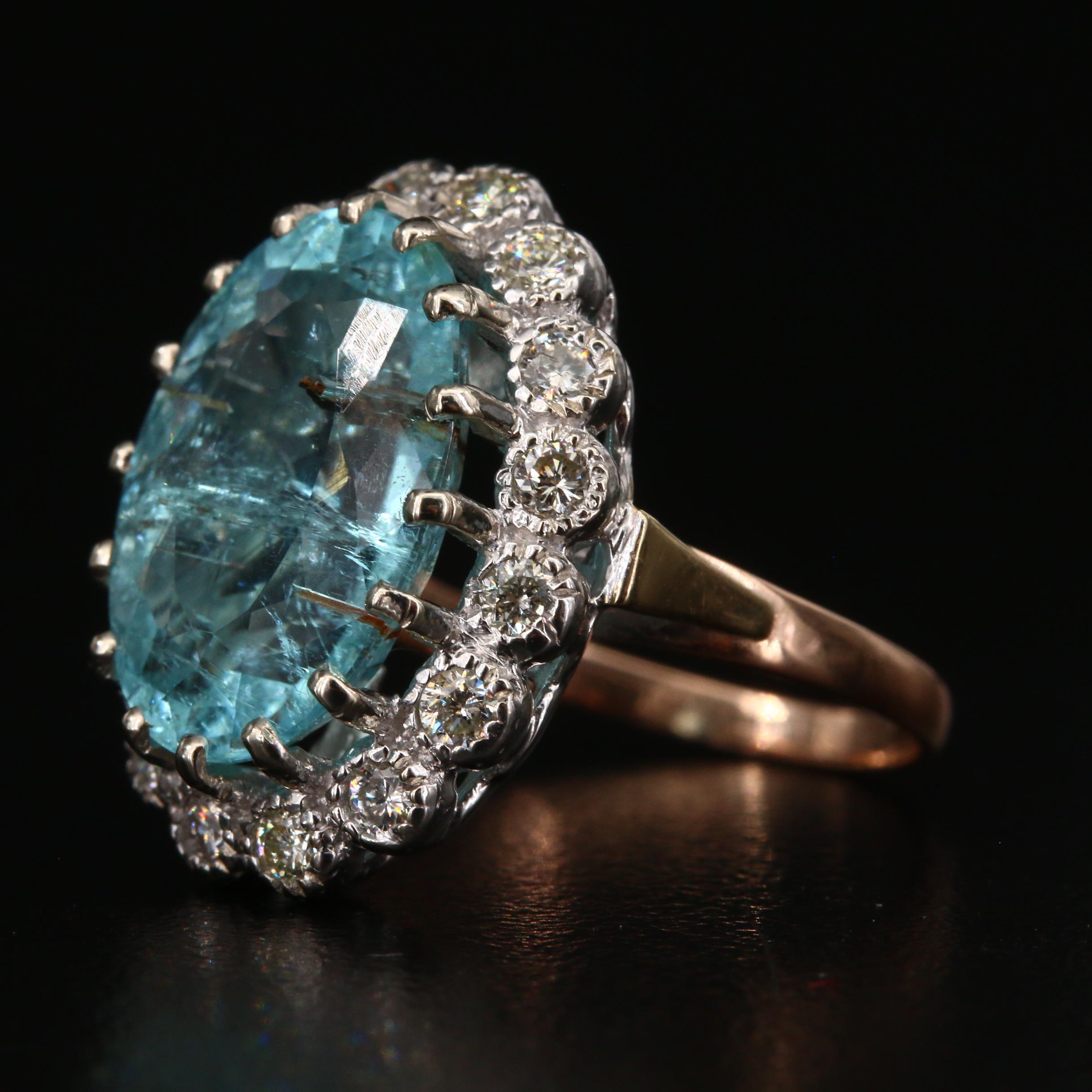Russian 14K 6.25 CT Paraiba Tourmaline and Diamond Ring with GIA Report