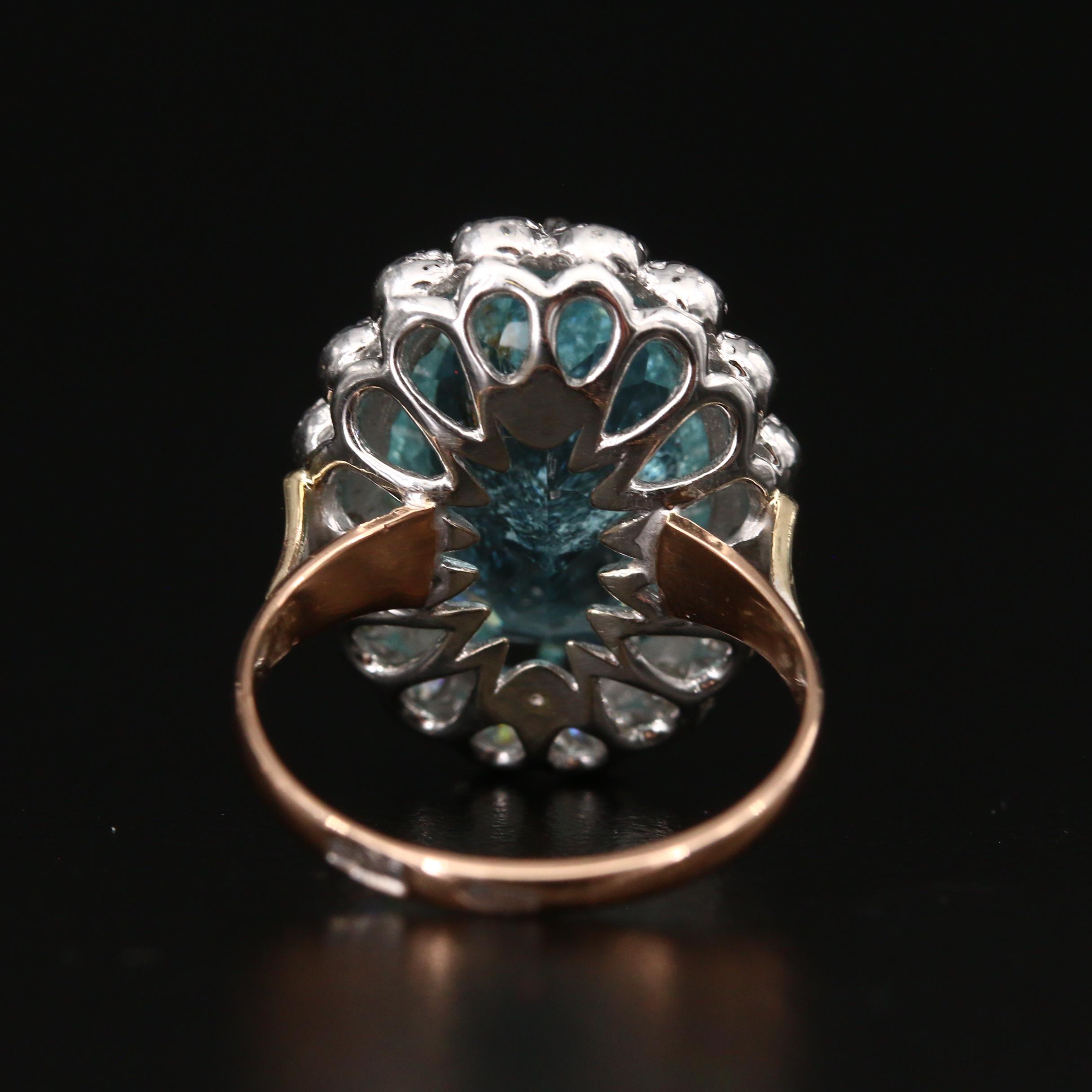 Russian 14K 6.25 CT Paraiba Tourmaline and Diamond Ring with GIA Report