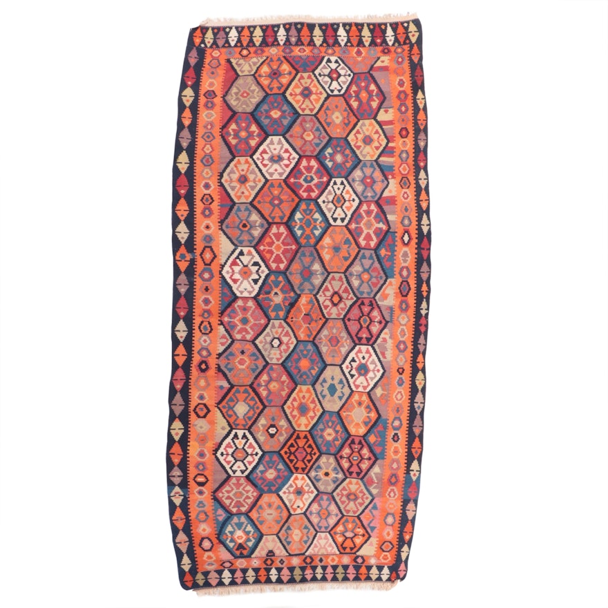 4'10 x 11'2 Handwoven Caucasian Borchaly Kilim Long Rug