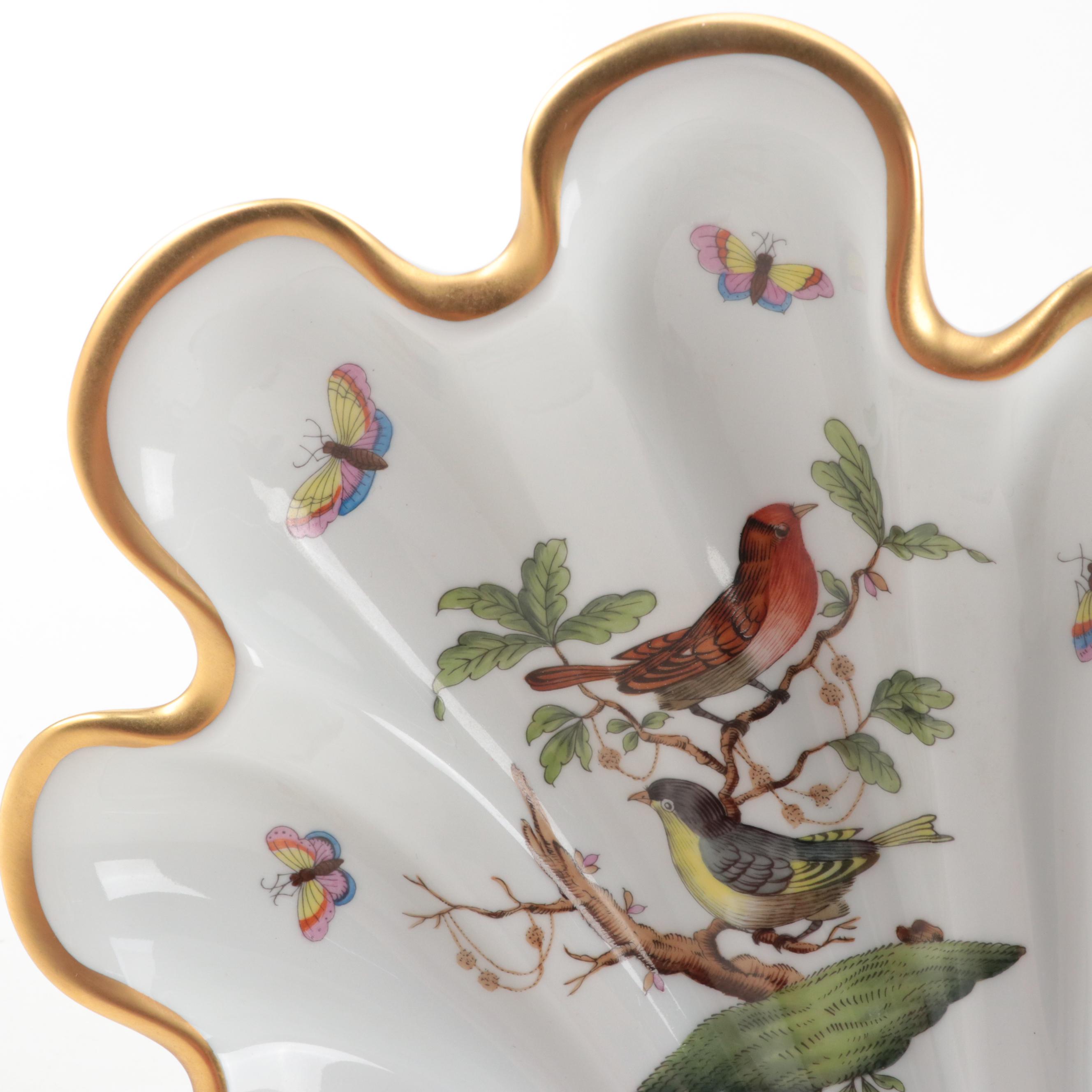 Herend "Rothschild Bird" Porcelain Shell Bowl