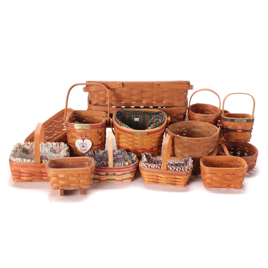 Longaberger and Other Handmade Woven Baskets, Late 20th Century