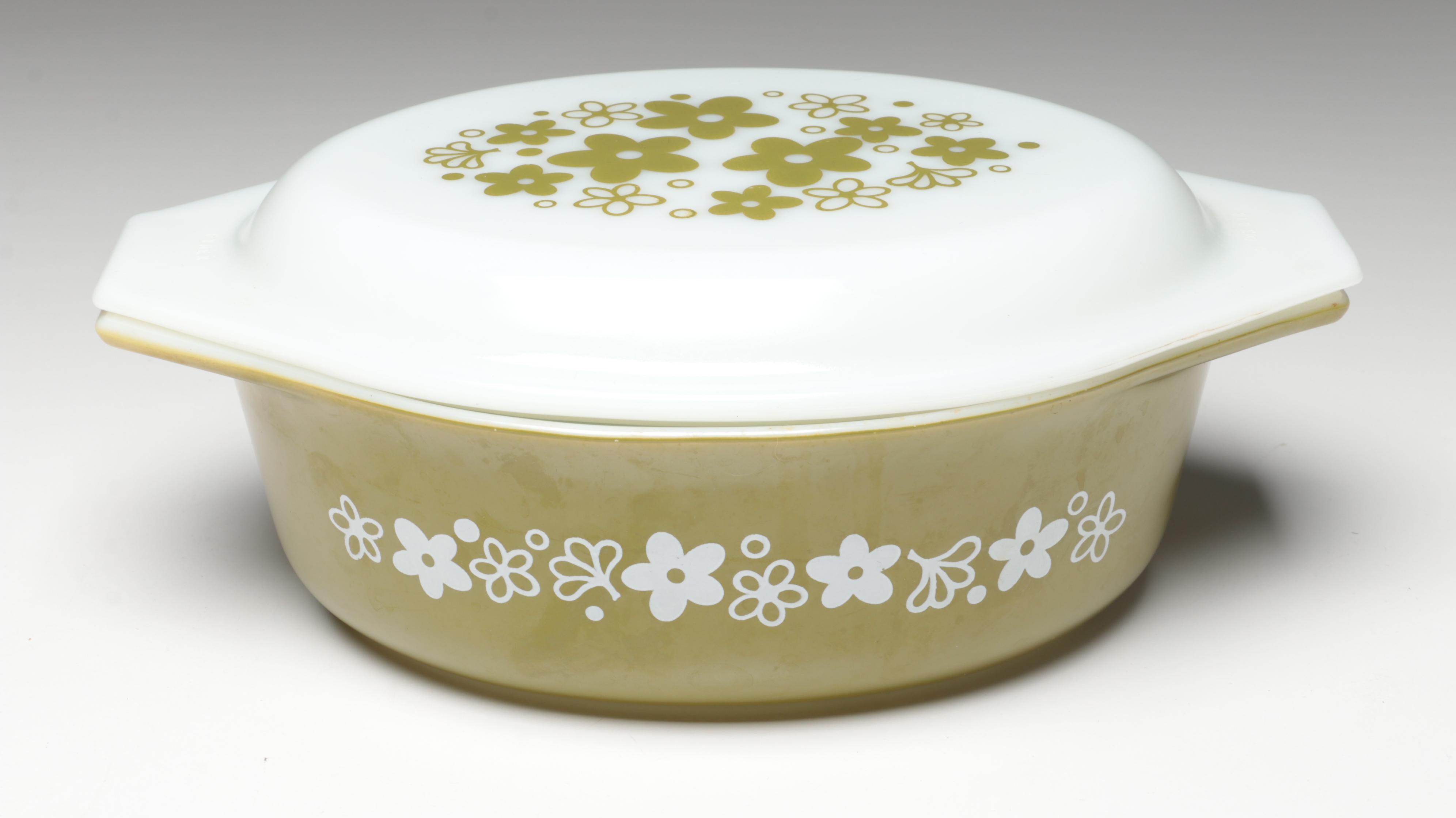 Pyrex "Daisy" Mixing Bowl with "Gooseberry" and More Baking Dishes