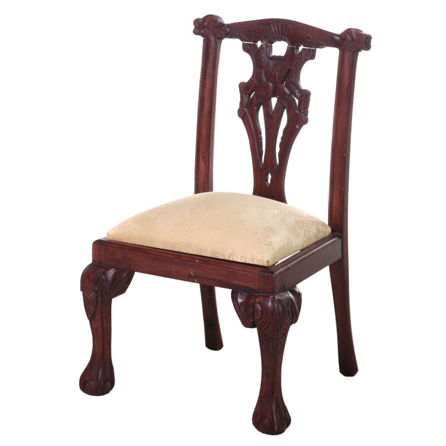 Chippendale Style Carved Mahogany Child's Side Chair