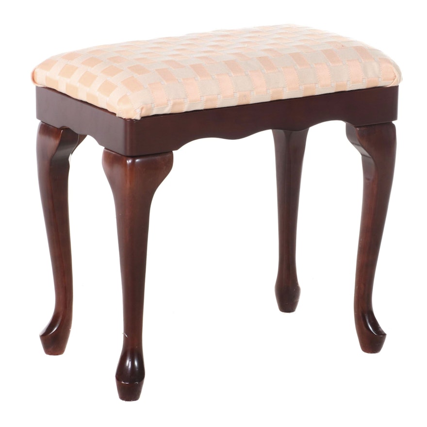The Bombay Company Queen Anne Style Mahogany-Stained Stool, Late 20th Century