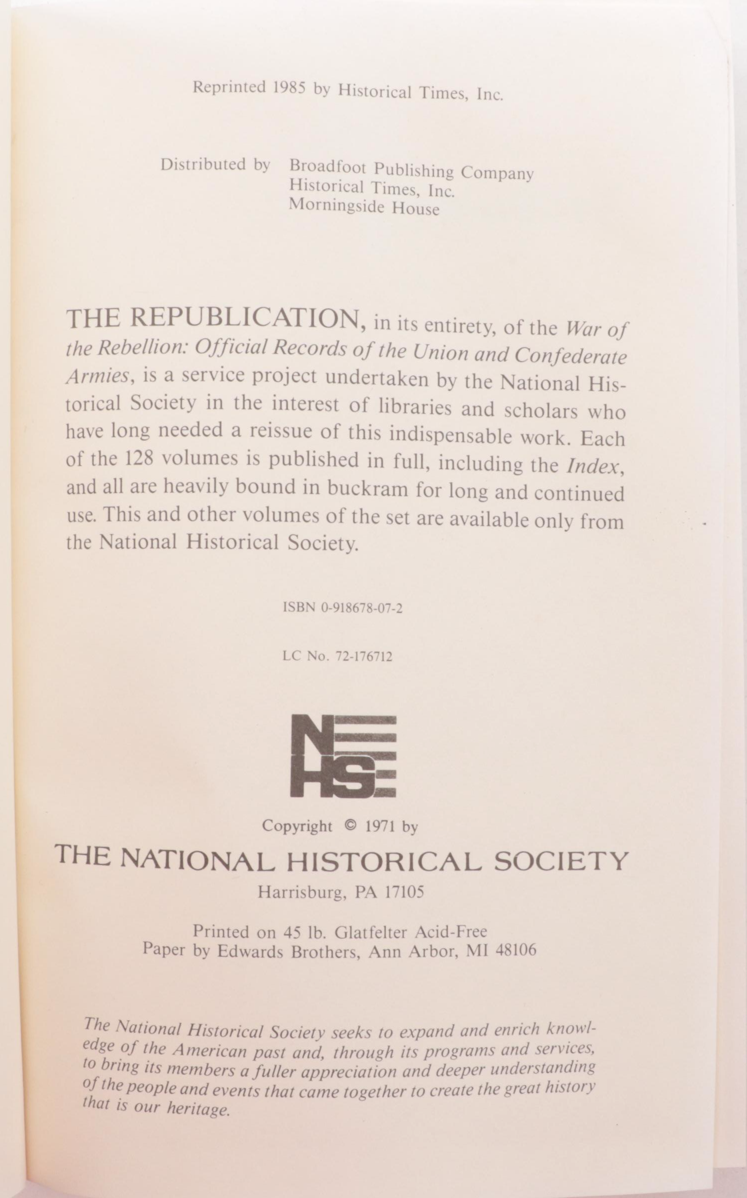 "War of the Rebellion: Official Records" Partial Set by Robert N. Scott, 1985