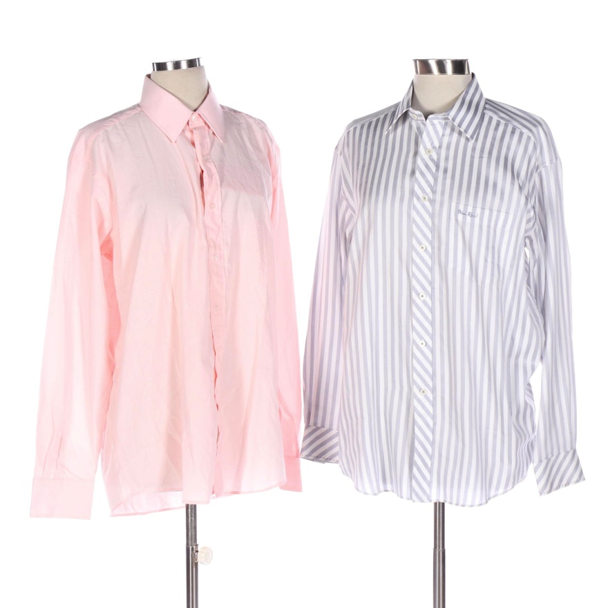 Men's Nina Ricci Stripe Shirt and Christian Lacroix Pink Shirt