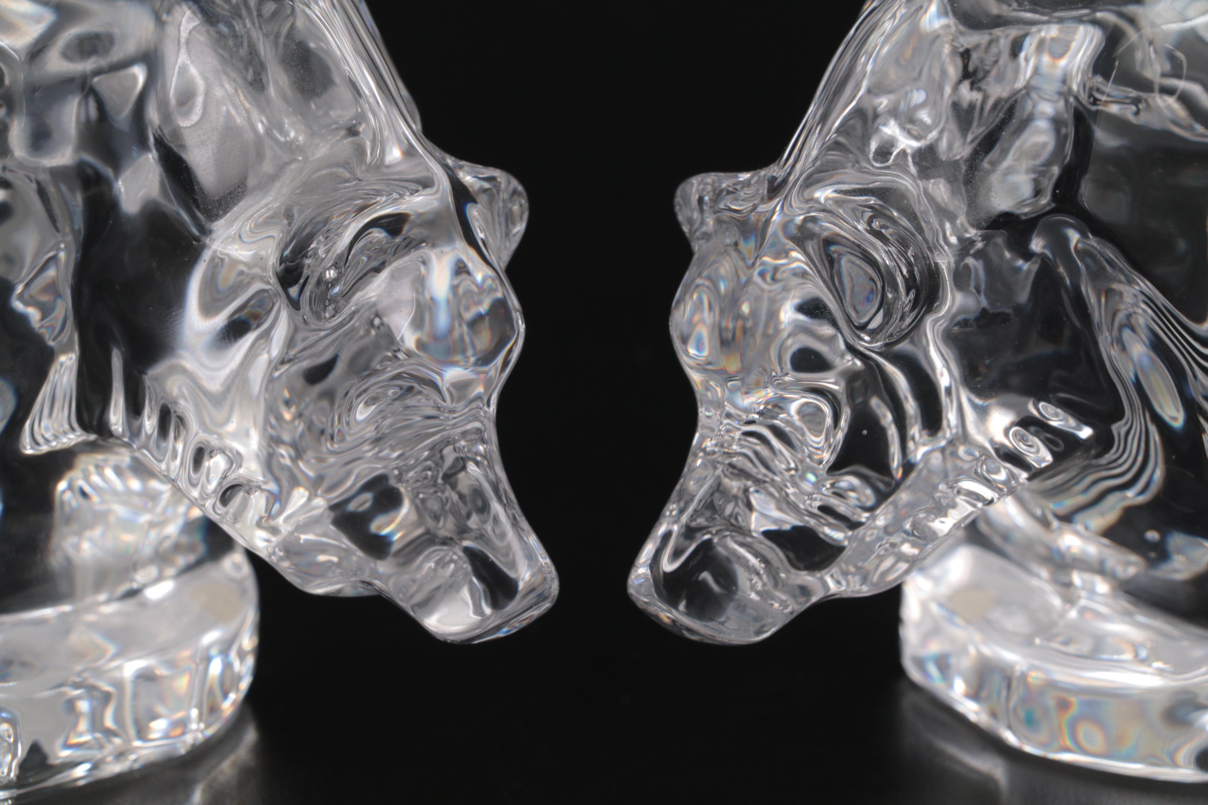 Orrefors Crystal Grizzly Bear Figurines