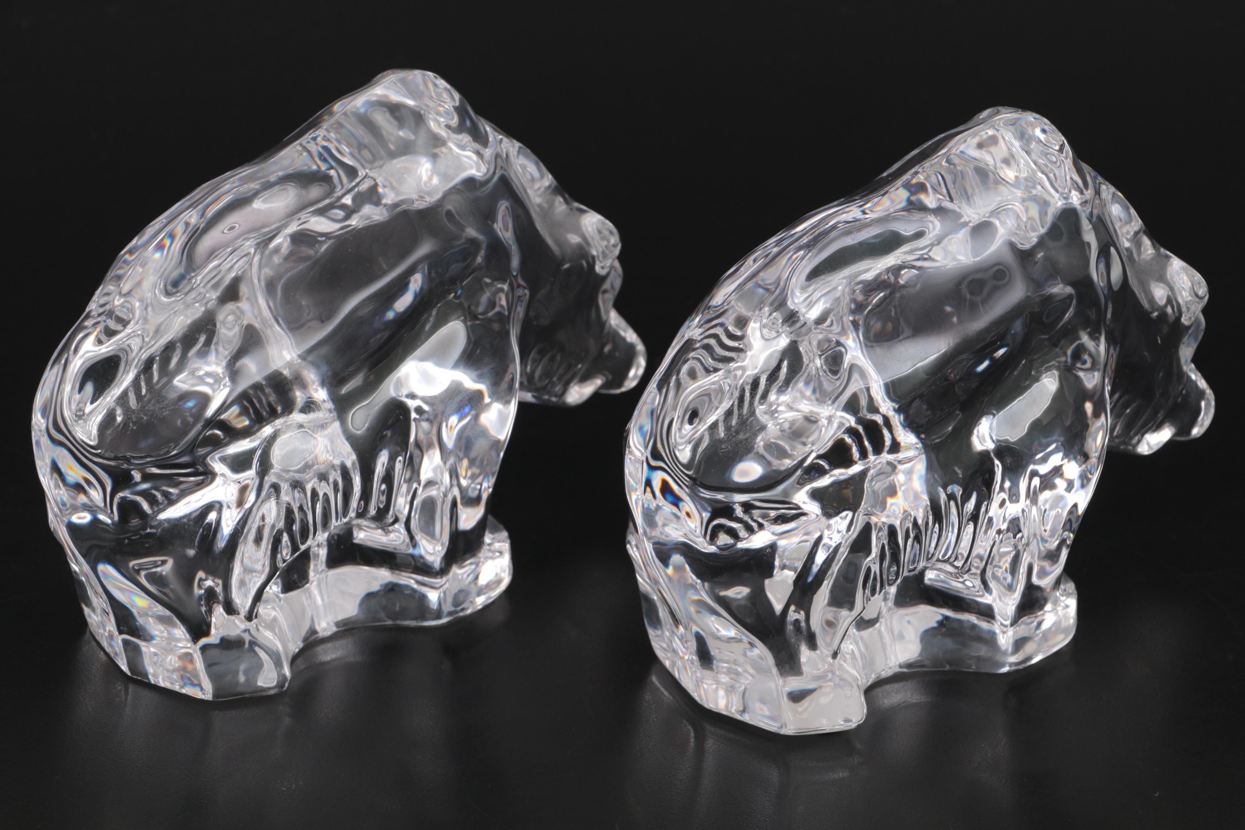Orrefors Crystal Grizzly Bear Figurines