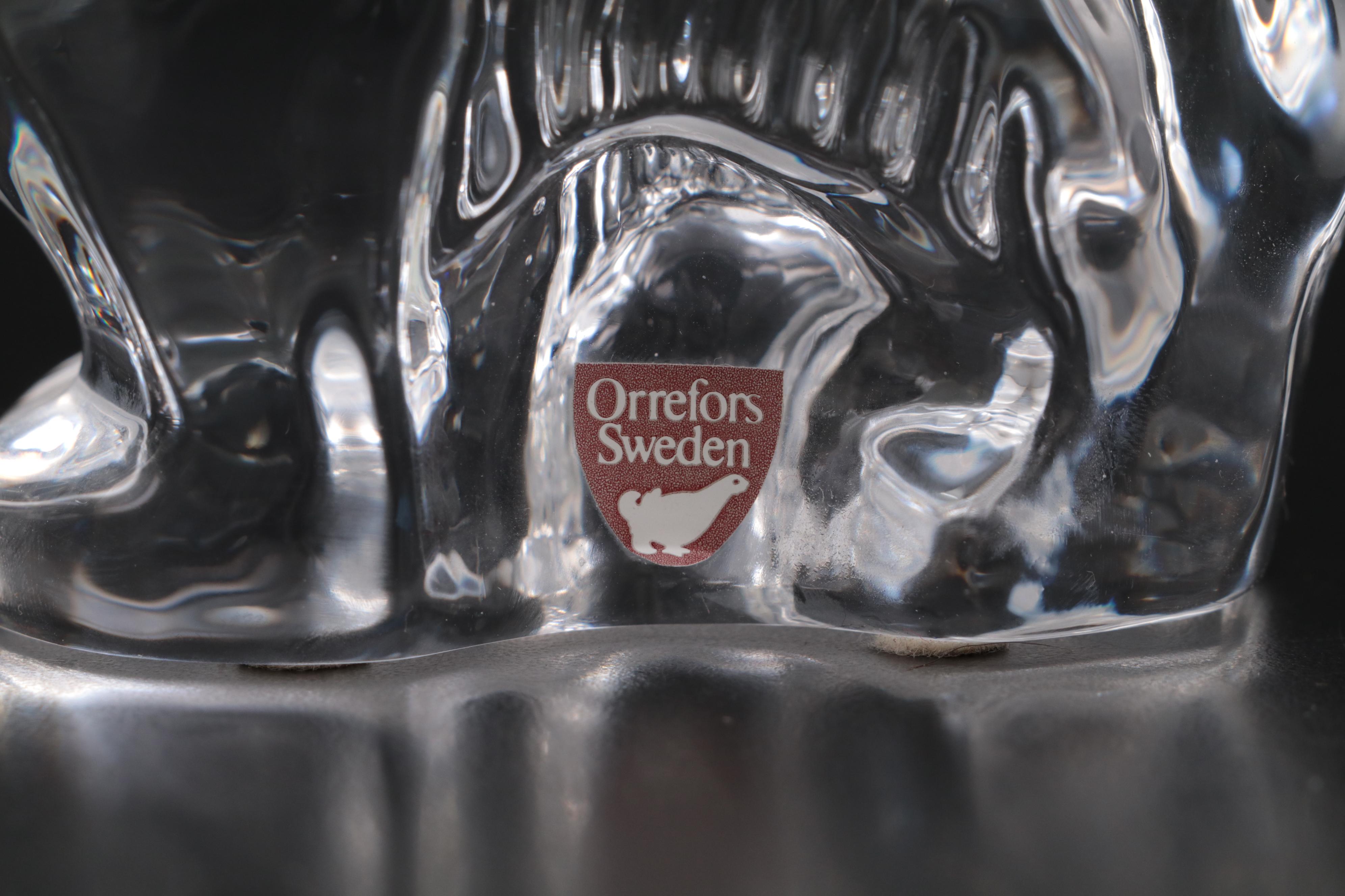 Orrefors Crystal Grizzly Bear Figurines