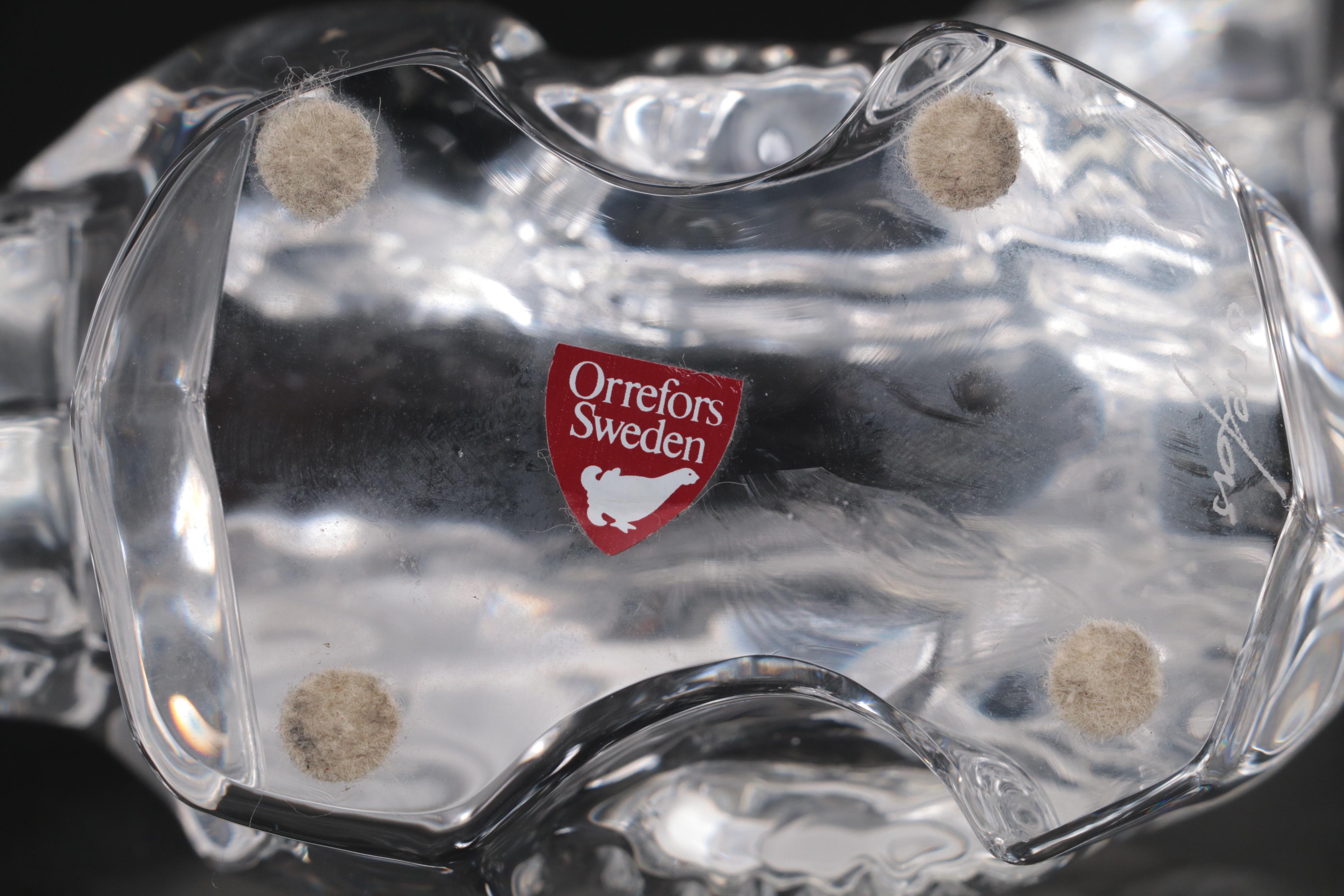 Orrefors Crystal Grizzly Bear Figurines