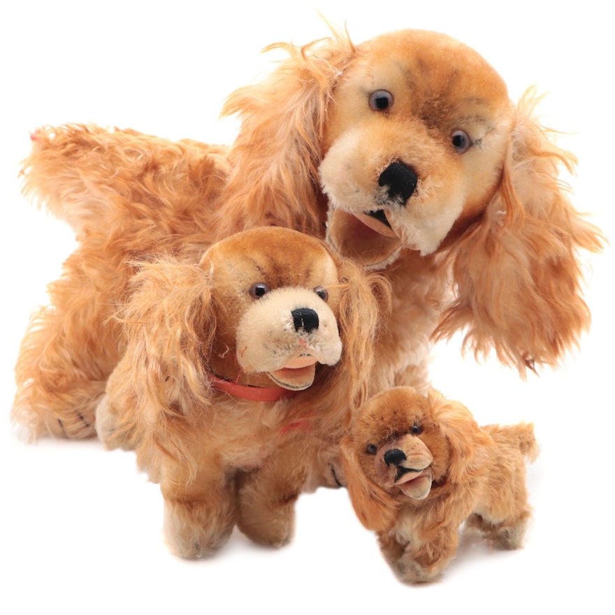 Steiff Mohair Cocker Spaniel Stuffed Animals, Mid-20th Century