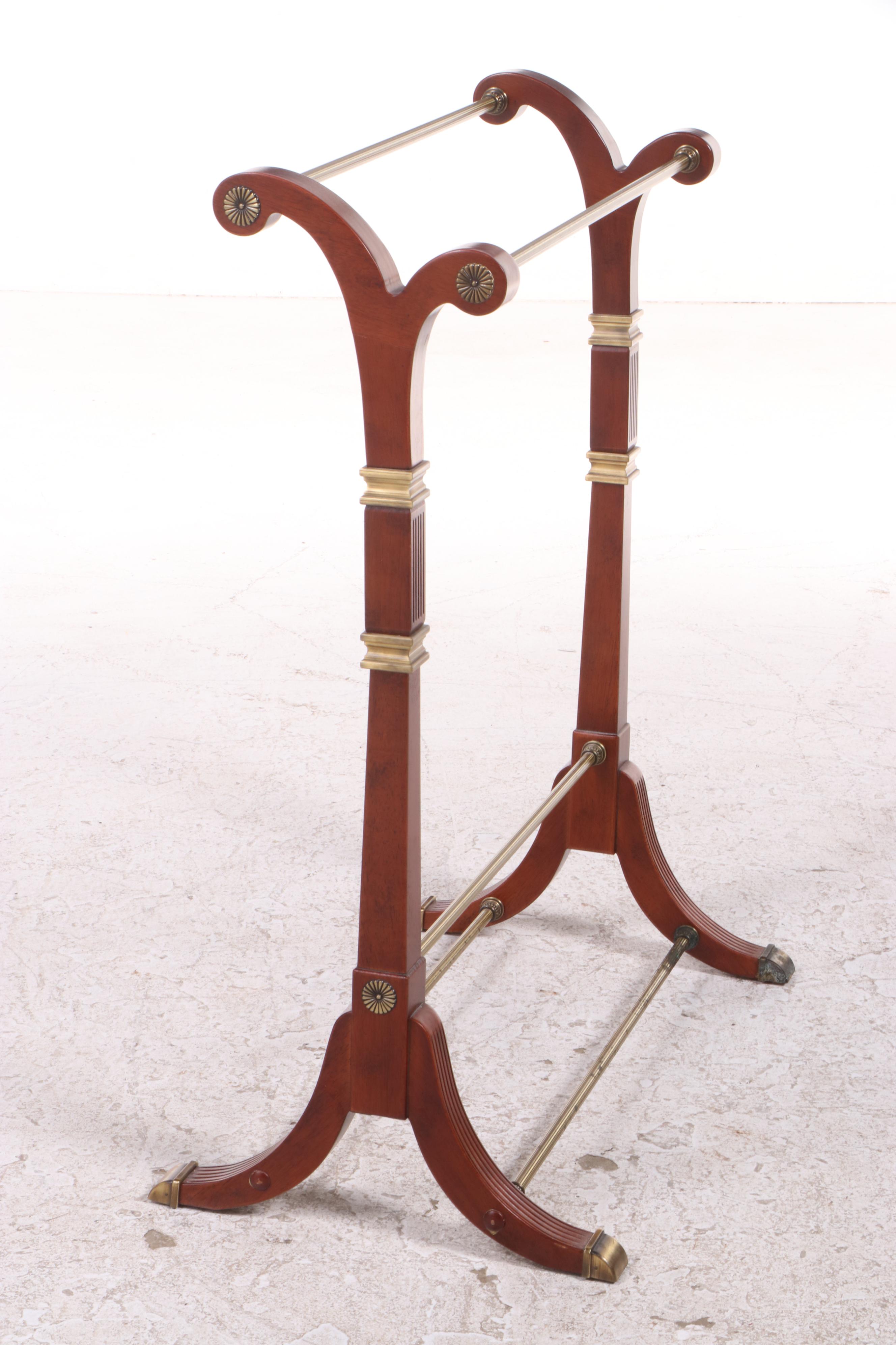 The Bombay Company Neoclassical Style Mahogany-Stained and Brass Quilt Rack