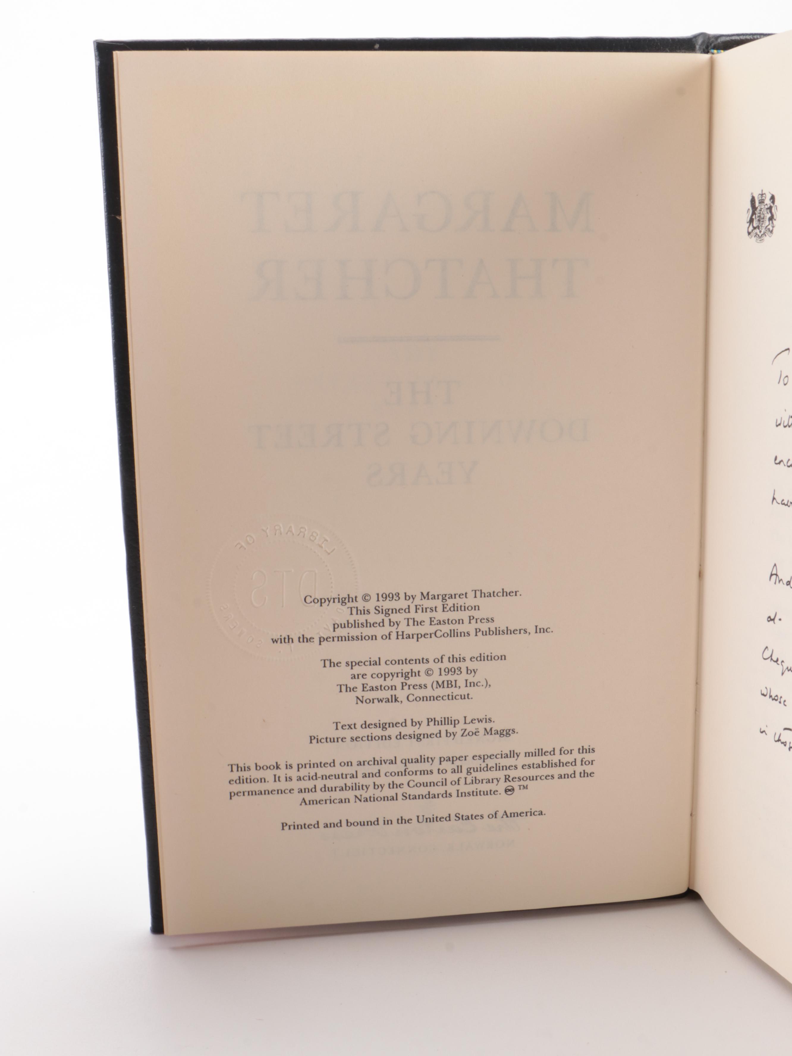 Easton Press Signed Books by Margaret Thatcher and Others